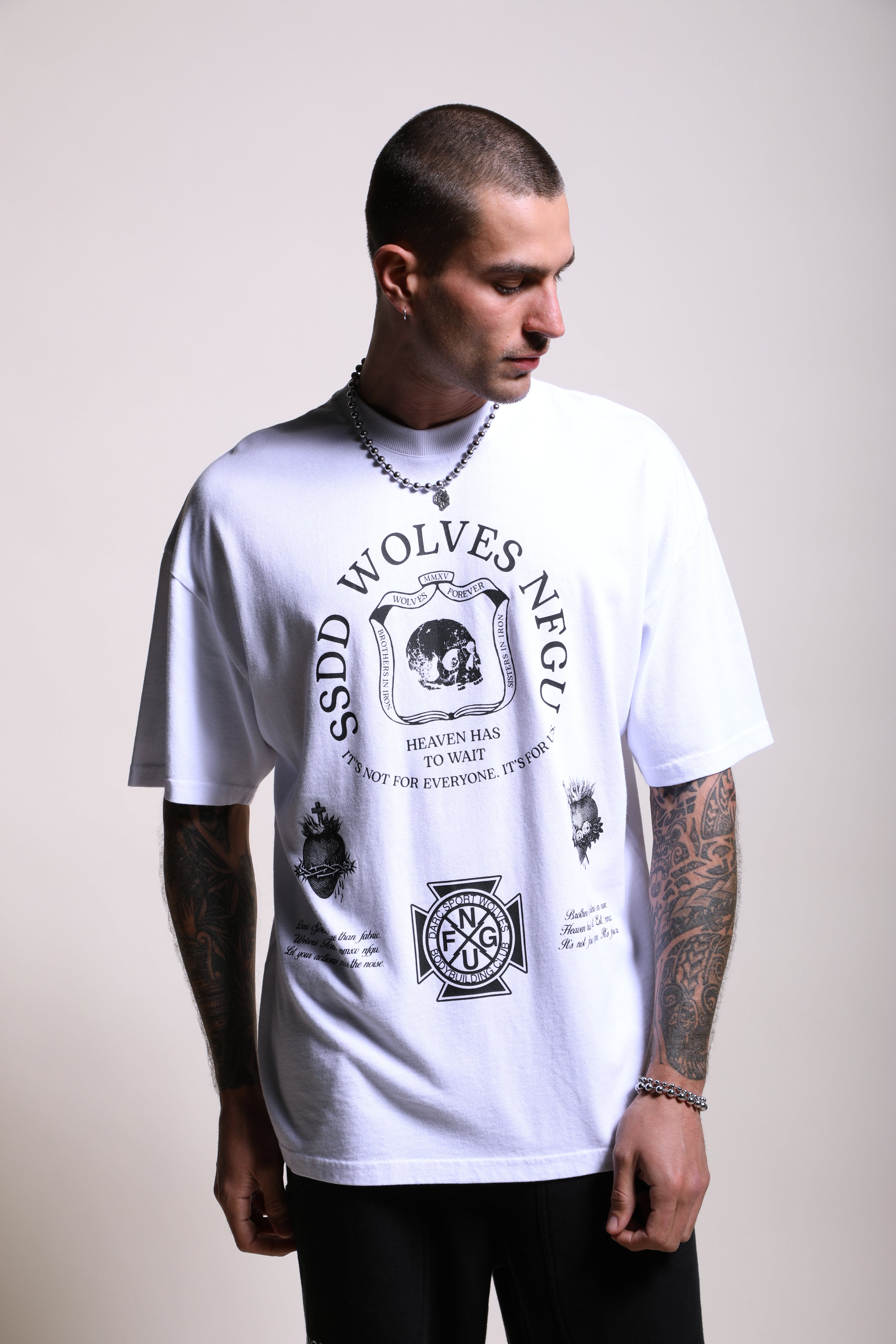 Iron Shield "Premium" Oversized Tee in White