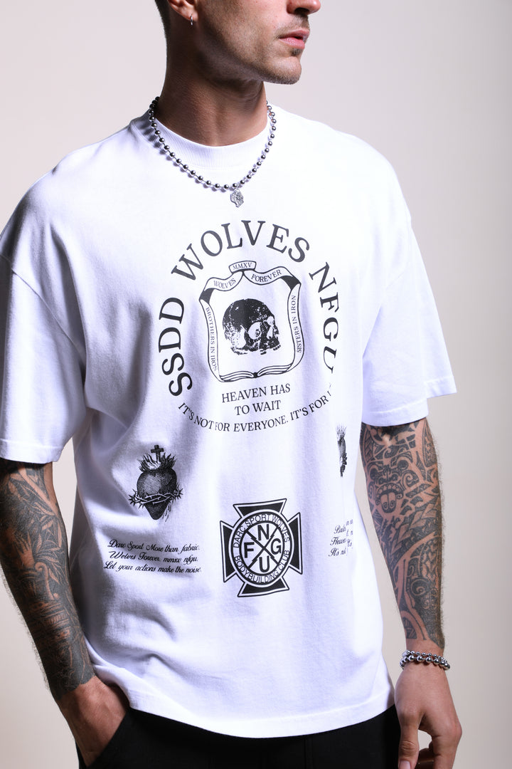 Iron Shield "Premium" Oversized Tee in White