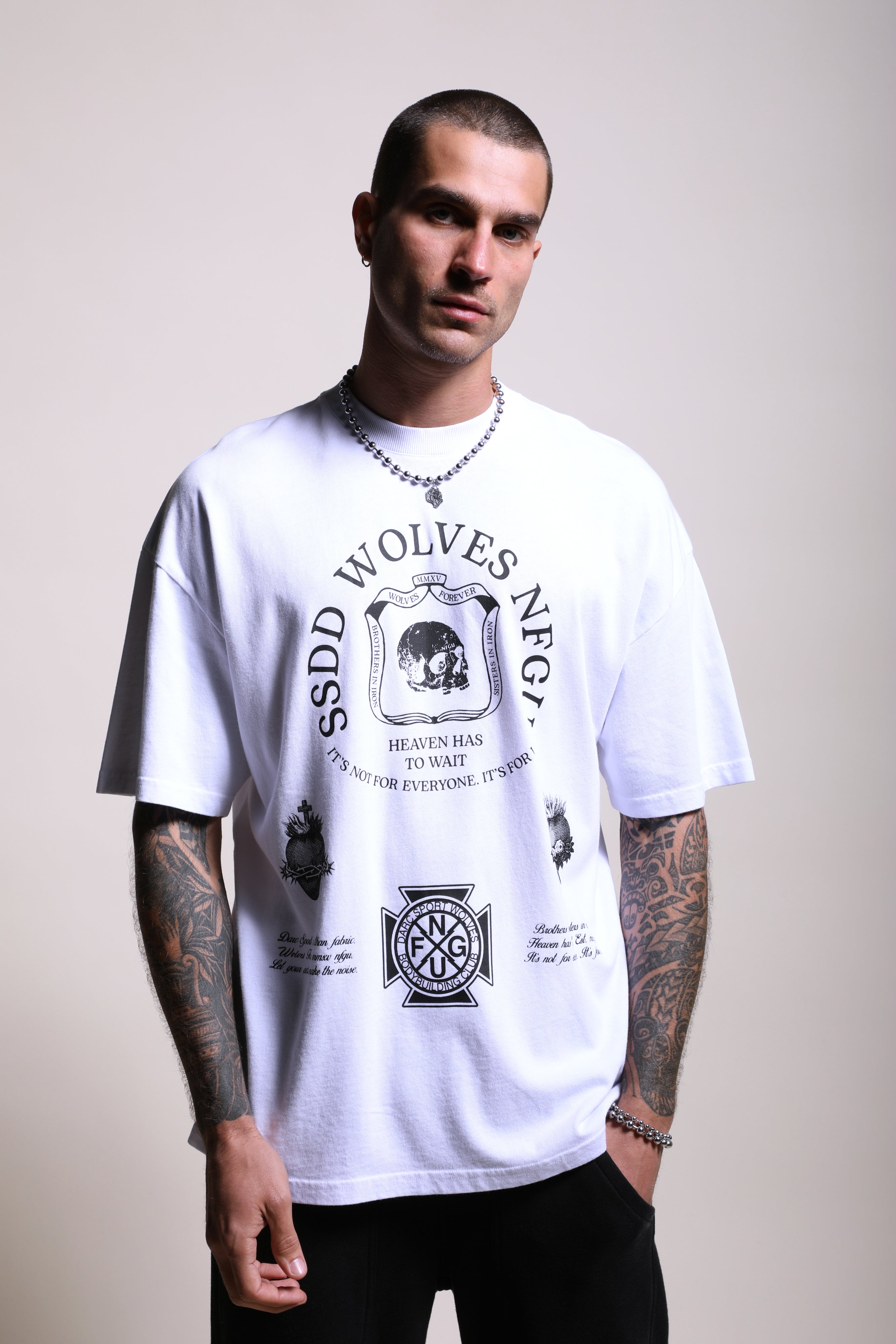 Iron Shield "Premium" Oversized Tee in White