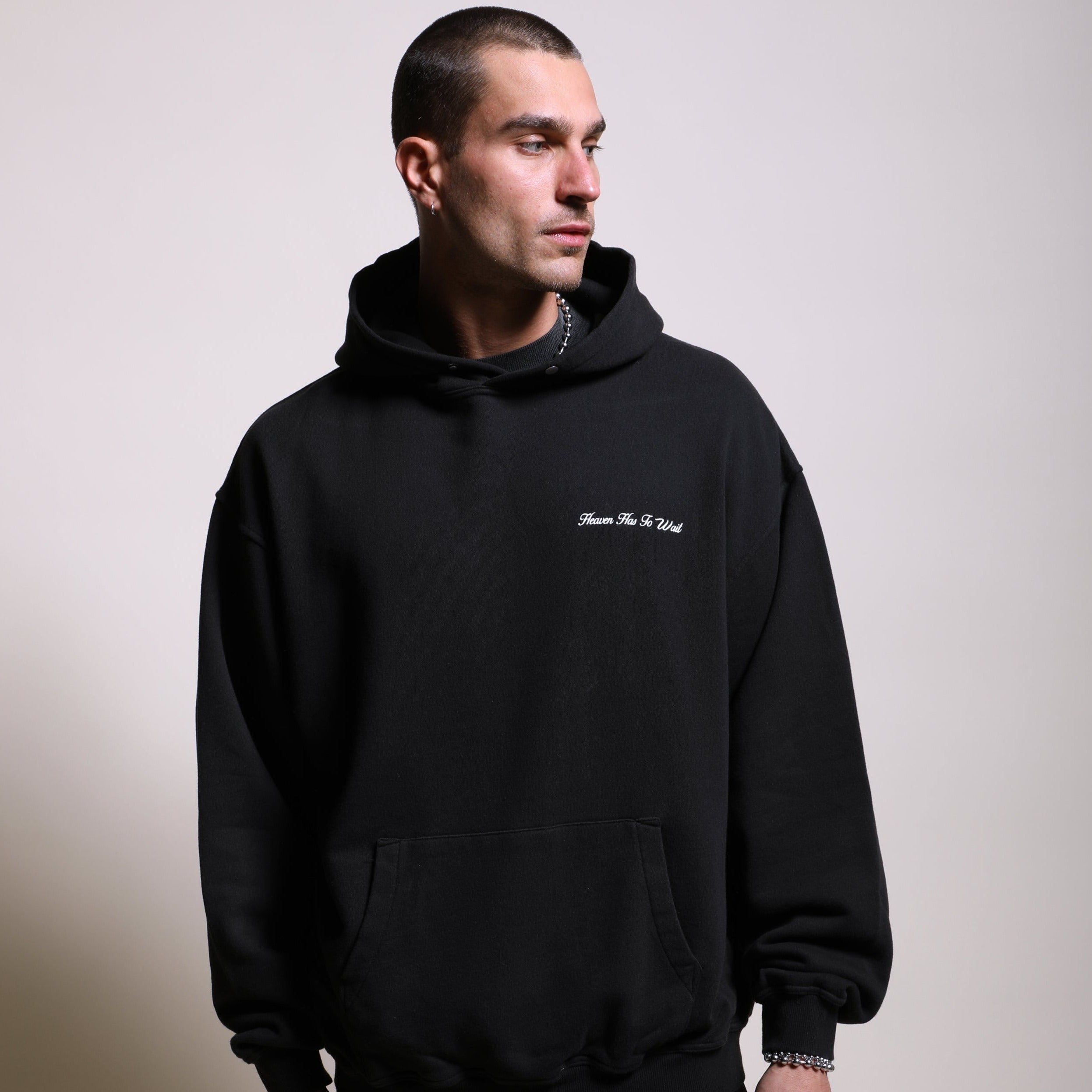 Heaven Has To Wait V2 "Pierce" Hoodie in Black