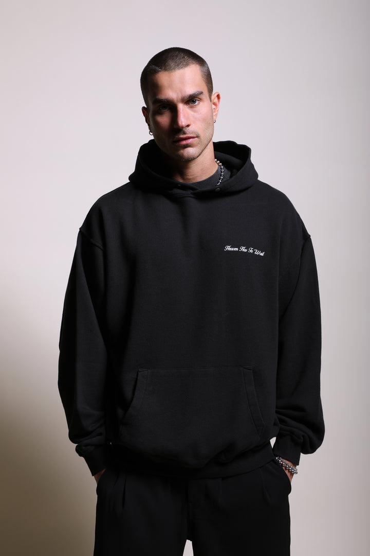 Heaven Has To Wait V2 "Pierce" Hoodie in Black