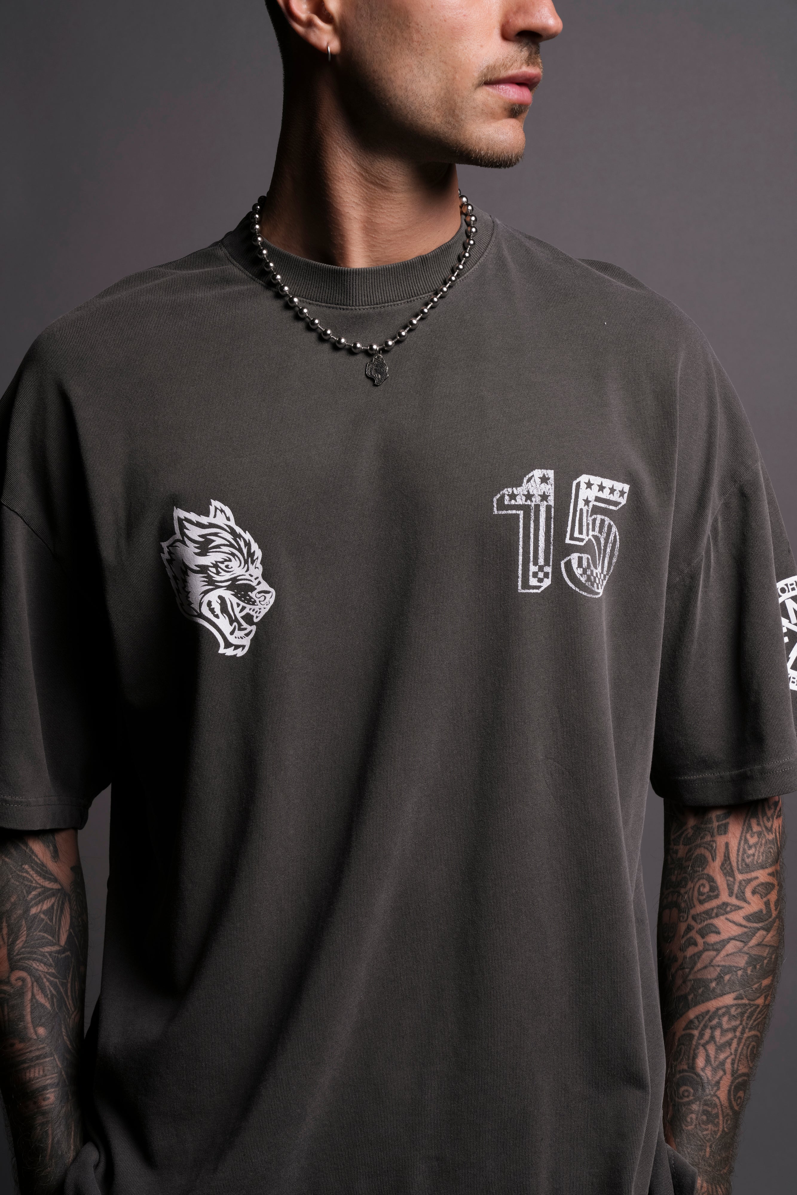 Victory Lap "Premium" Oversized Tee in Wolf Gray