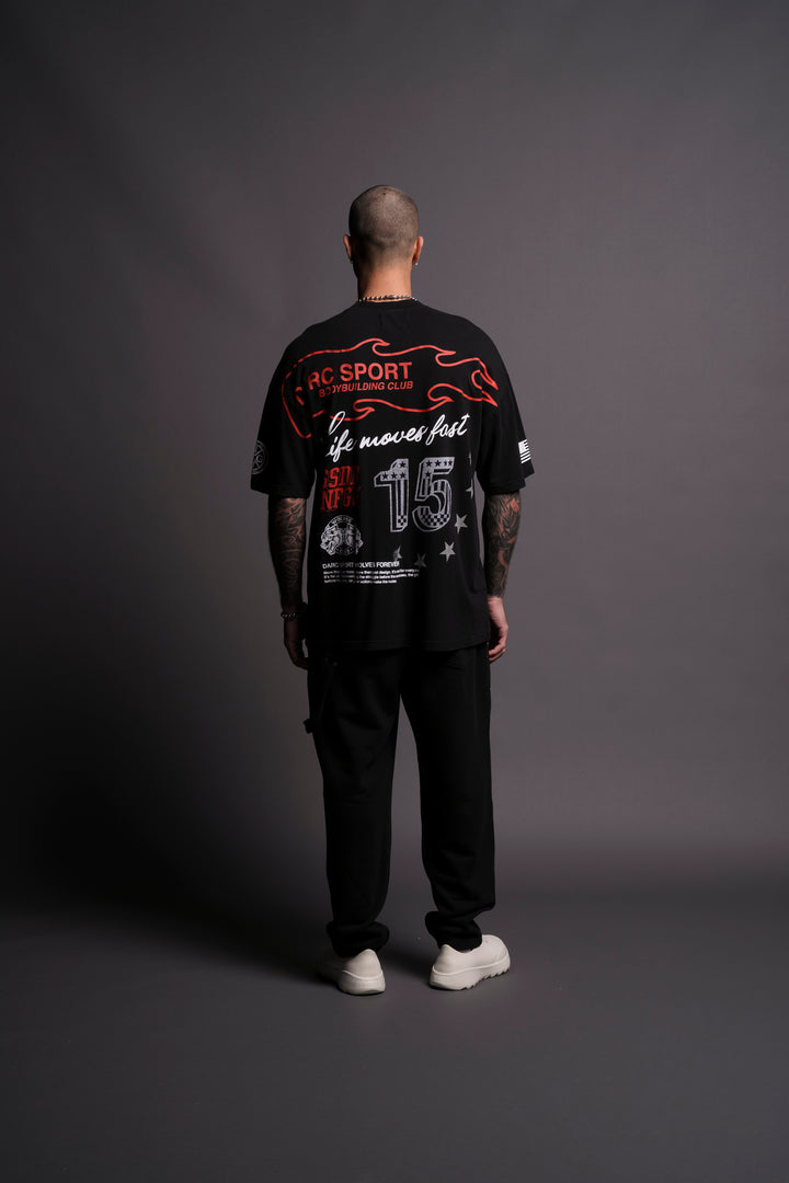 Victory Lap "Premium" Oversized Tee in Black