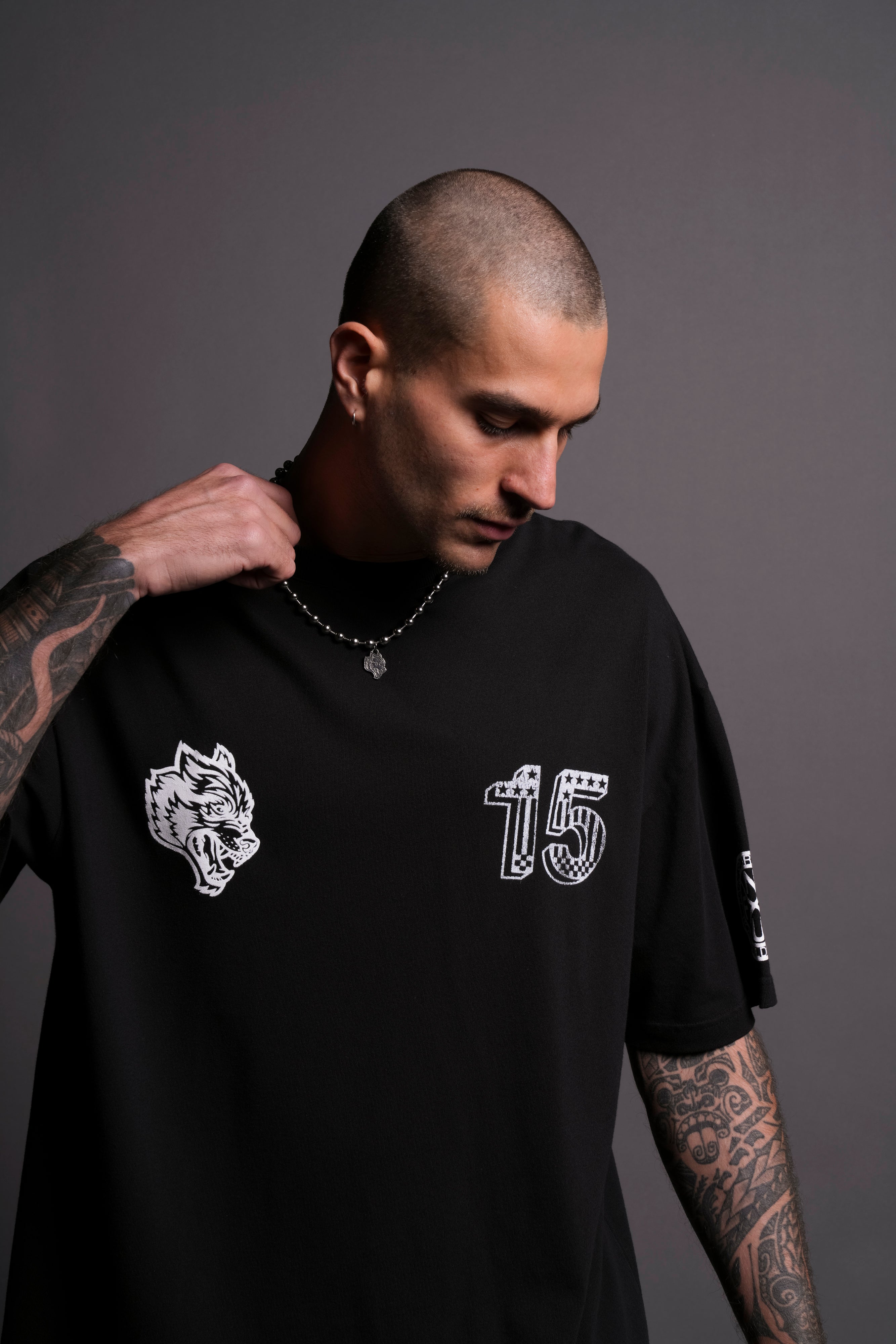 Victory Lap "Premium" Oversized Tee in Black