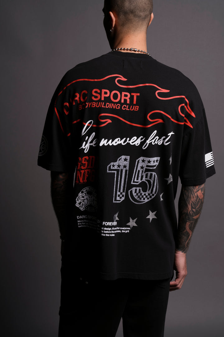 Victory Lap "Premium" Oversized Tee in Black