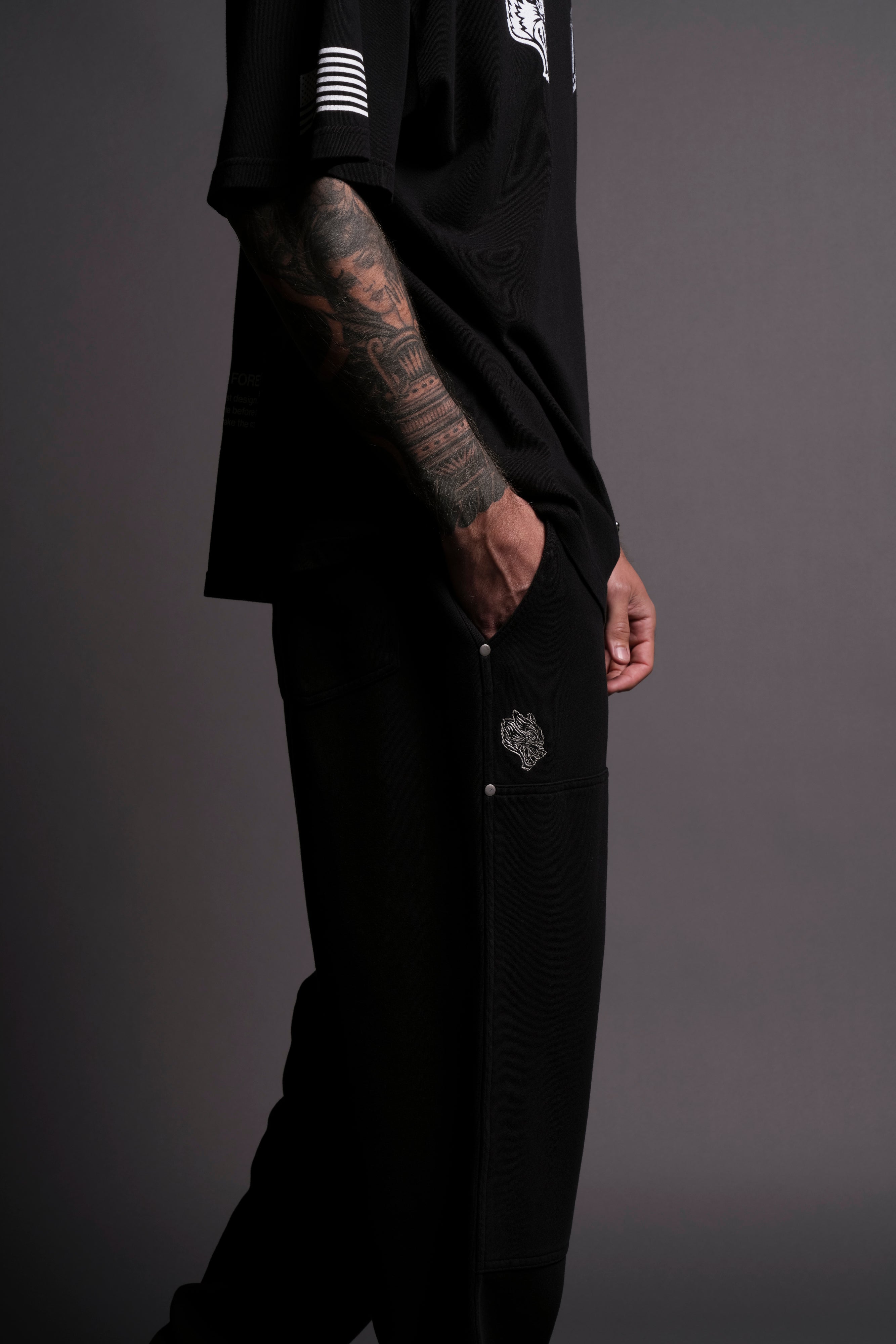 Dual Rivet Fleece Sweat Pants in Black – DarcSport