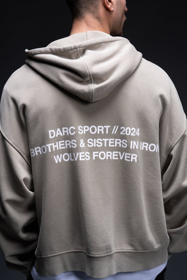 Brothers And Sisters Forever Darco Double Zip Hoodie in Taupe