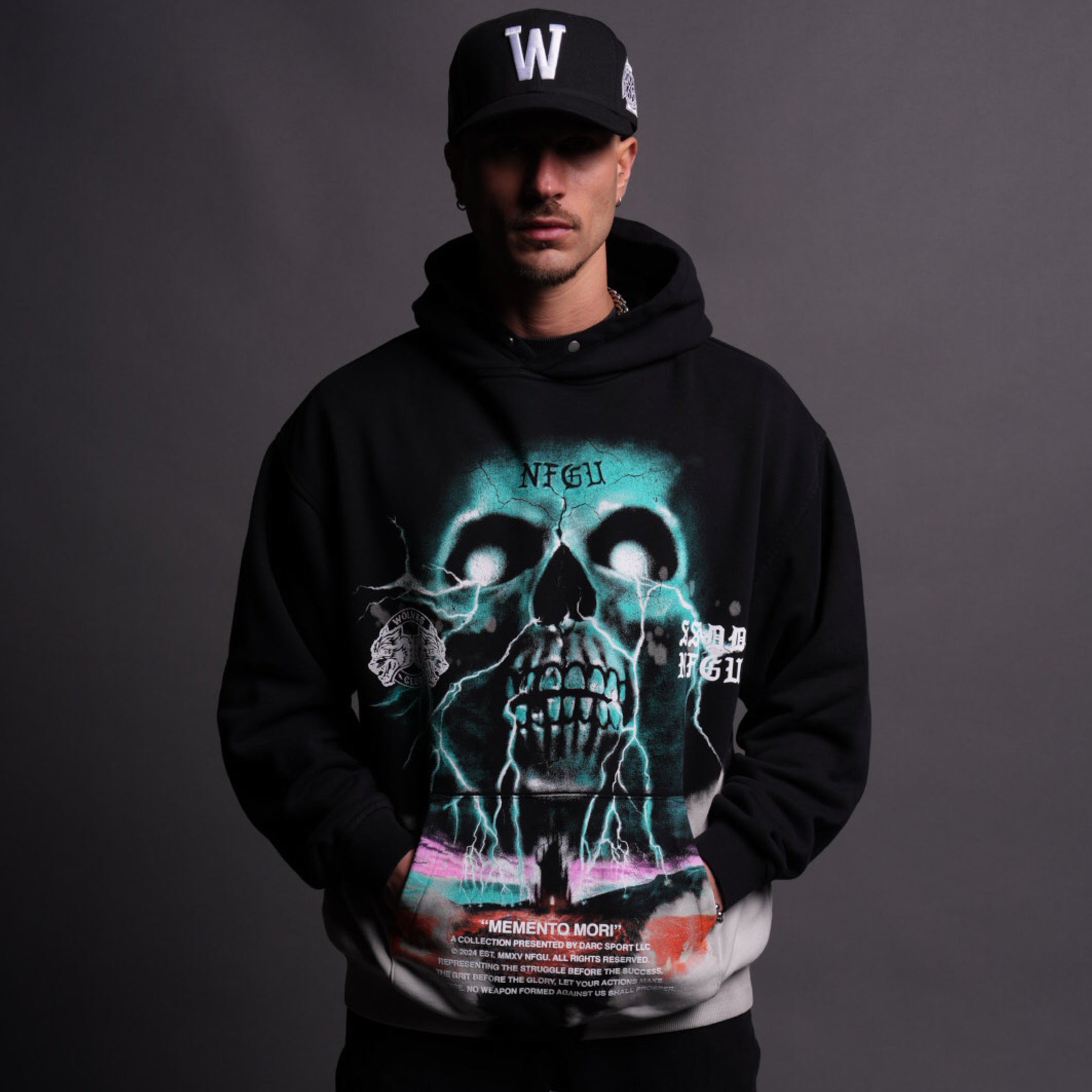 Through Our Eyes "Vintage Pierce" Hoodie in Black Beneath Us Acid Wash