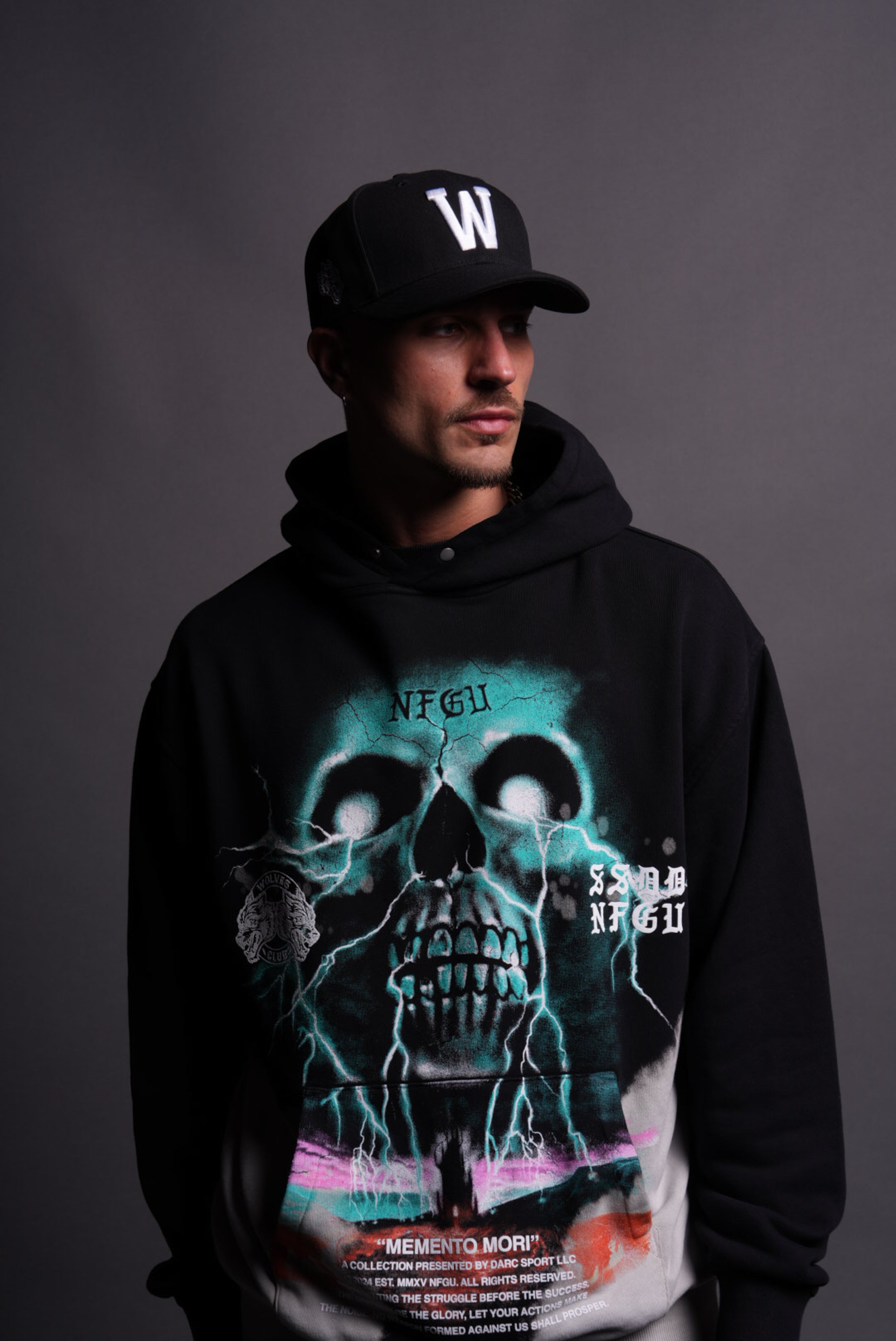 Through Our Eyes "Vintage Pierce" Hoodie in Black Beneath Us Acid Wash