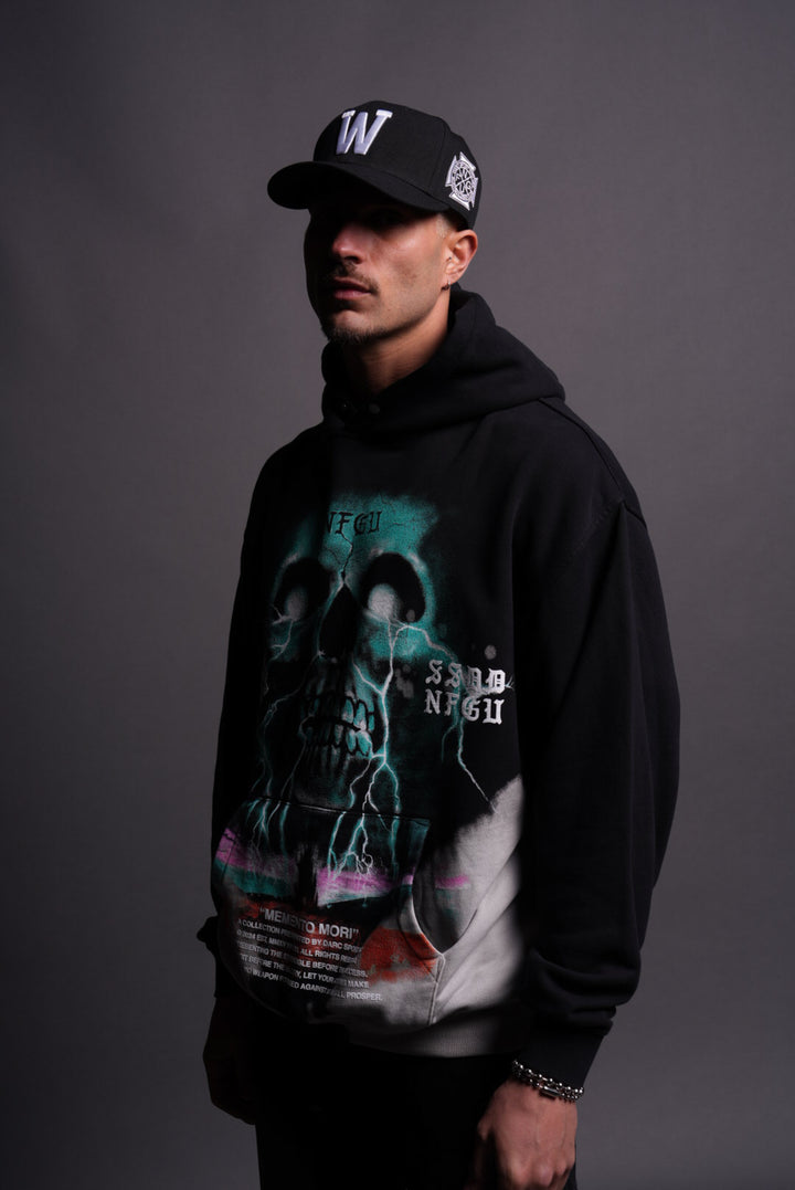 Through Our Eyes "Vintage Pierce" Hoodie in Black Beneath Us Acid Wash