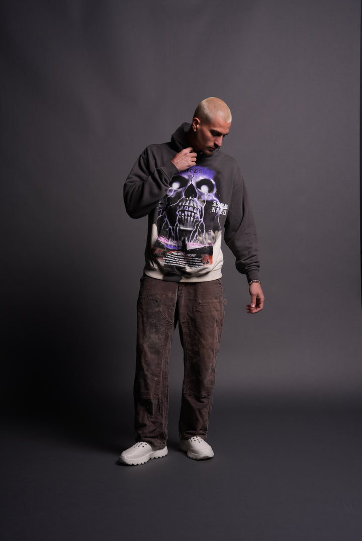 Through Our Eyes "Vintage Pierce" Hoodie in Wolf Gray Beneath Us Acid Wash