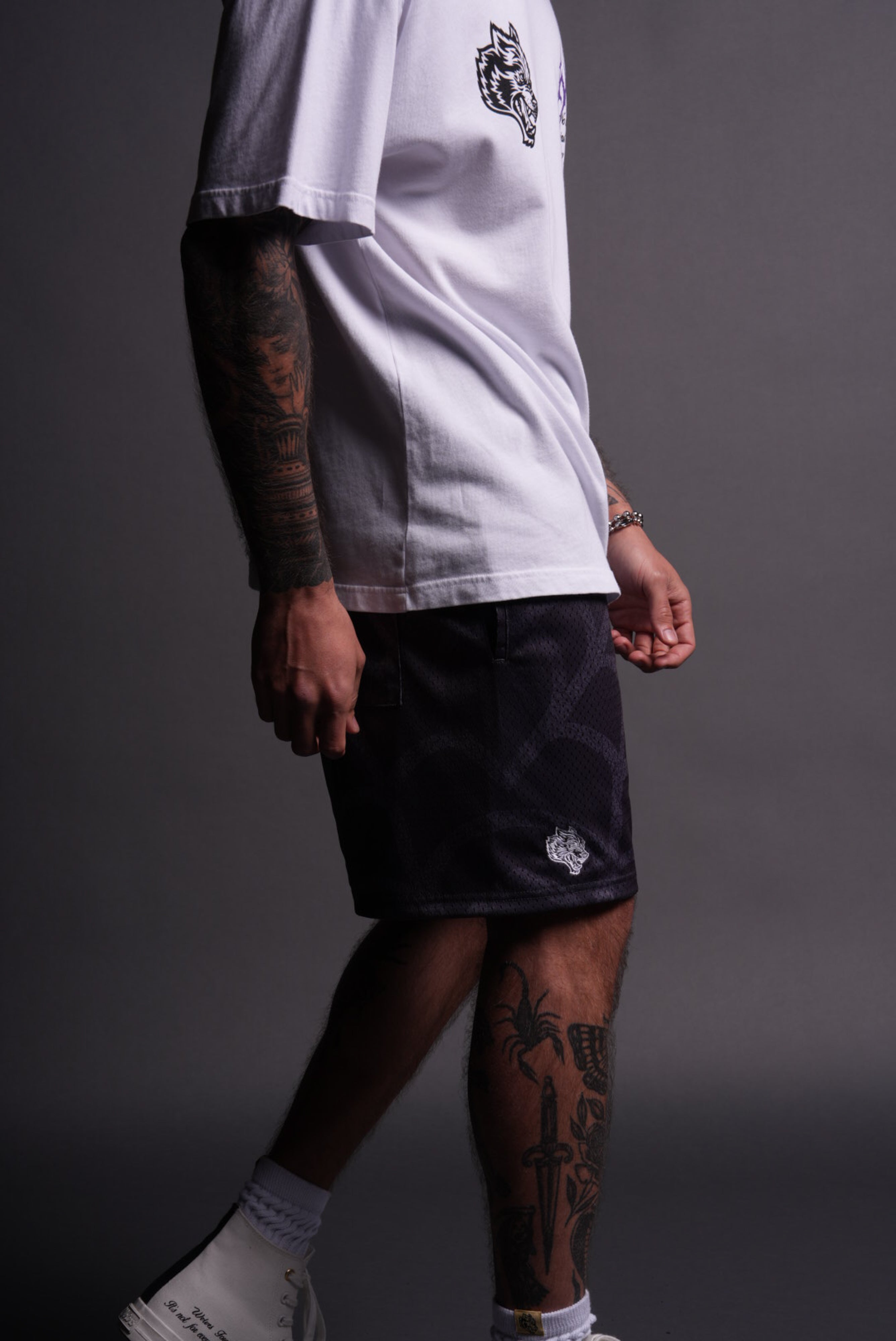 Symbiote Web Mesh Shorts in Wolf Gray