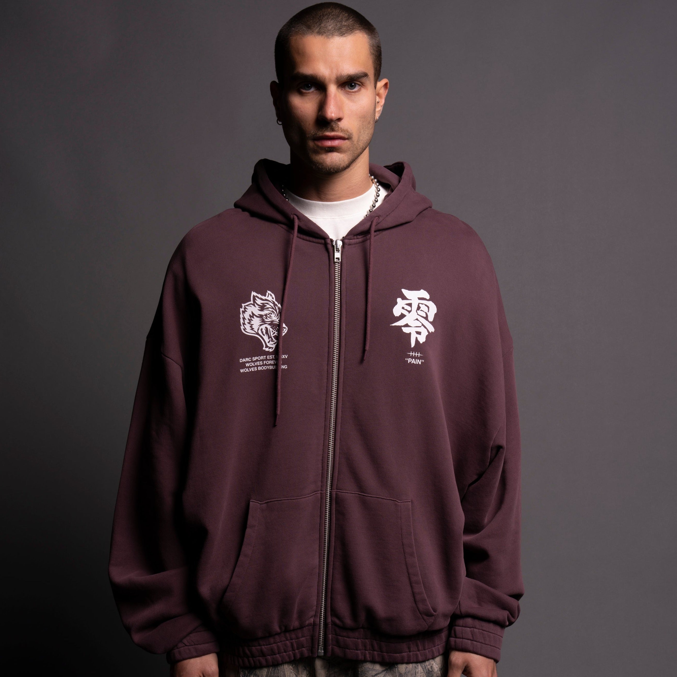 Pain "Chambers" Zip Hoodie in Purple Dusk