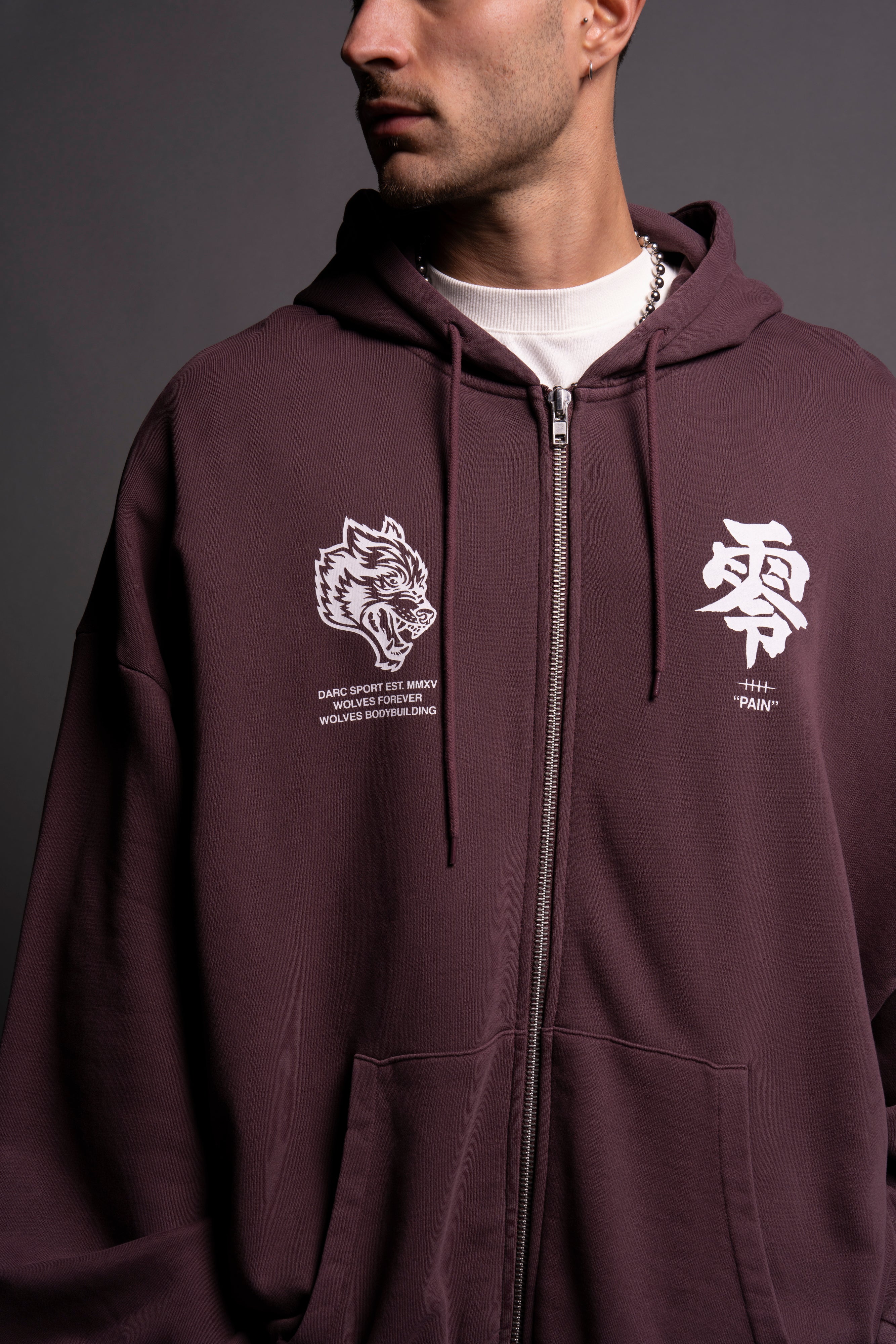 Pain "Chambers" Zip Hoodie in Purple Dusk