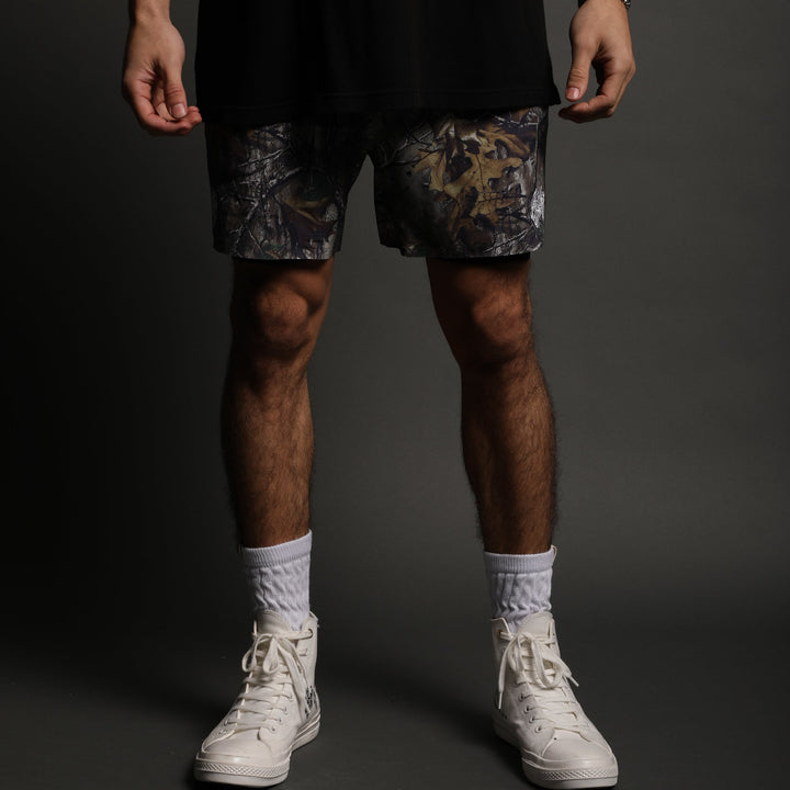 Wolf Head Compression Shorts in Forest Camo