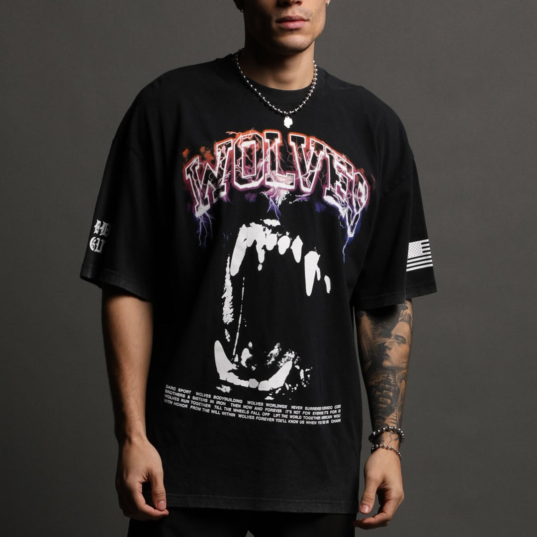 Blood Thunder "Premium Vintage" Oversized Tee in Charcoal/Multi