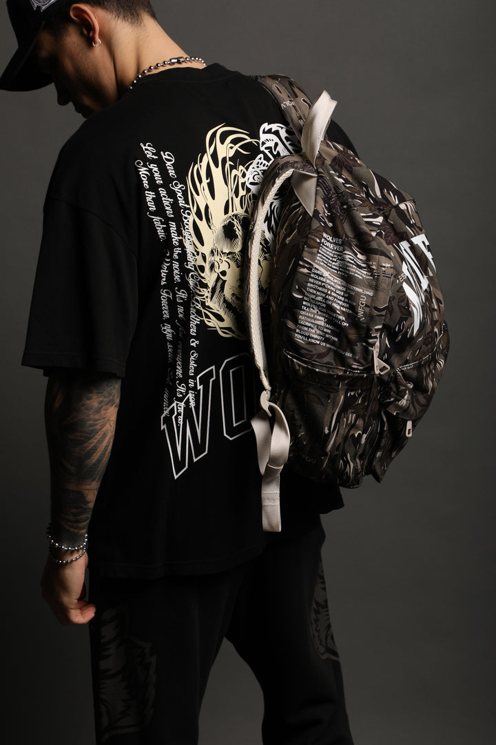 Wolves Everyday Backpack in Darc Coffee Norse Camo