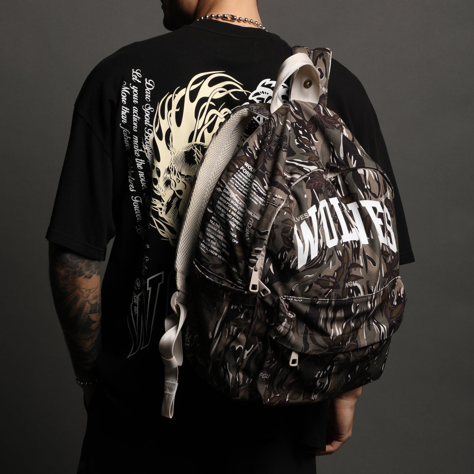 Wolves Everyday Backpack in Darc Coffee Norse Camo