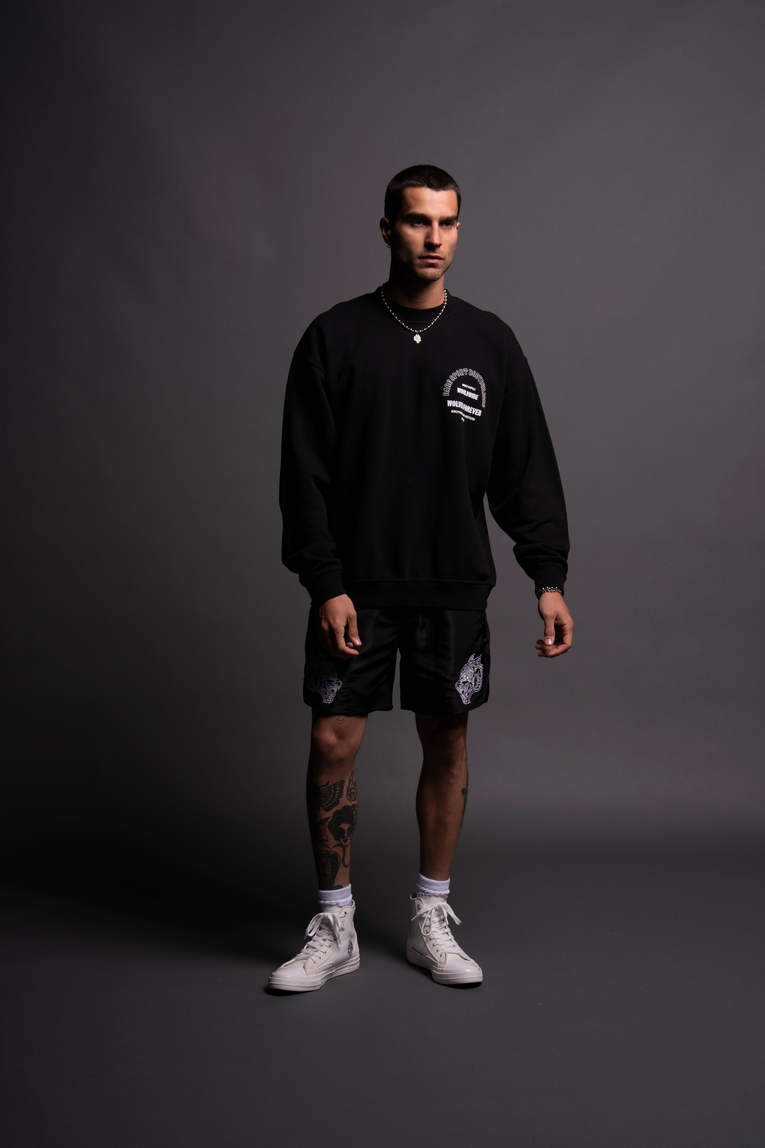 The One You Feed "Vintage London" Crewneck in Black/Black