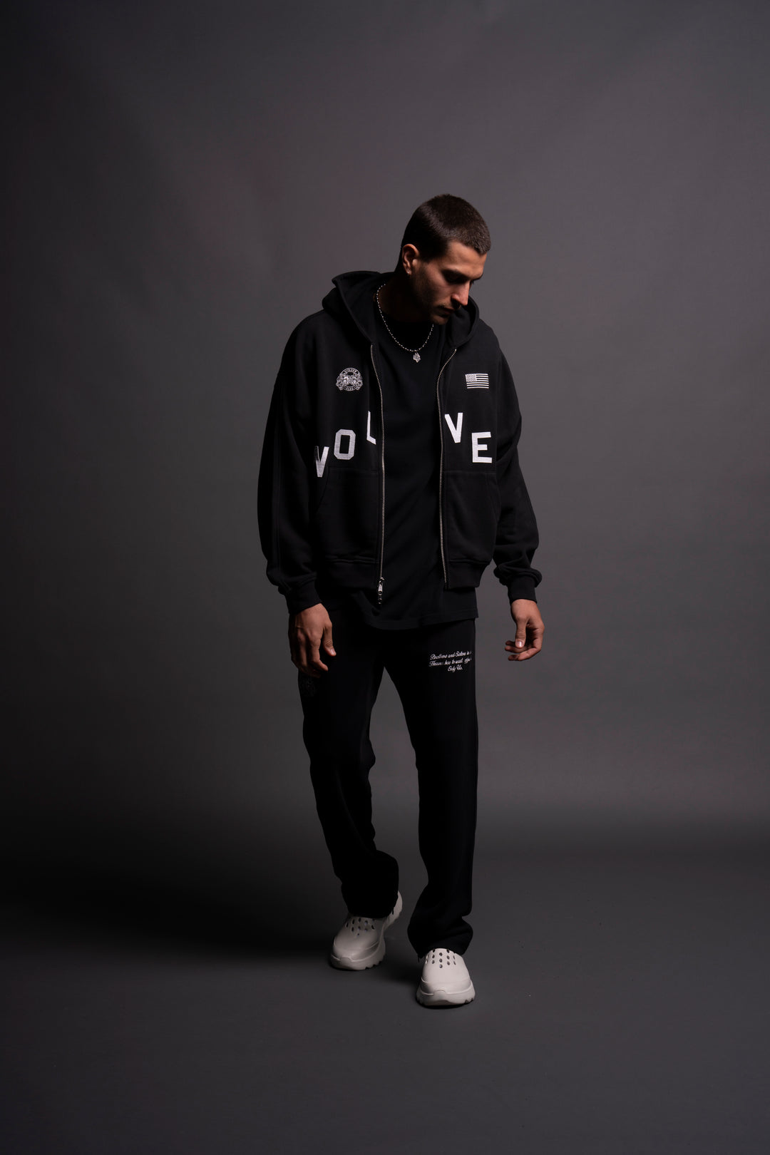 Pyramid Darco Double Zip Hoodie in Black