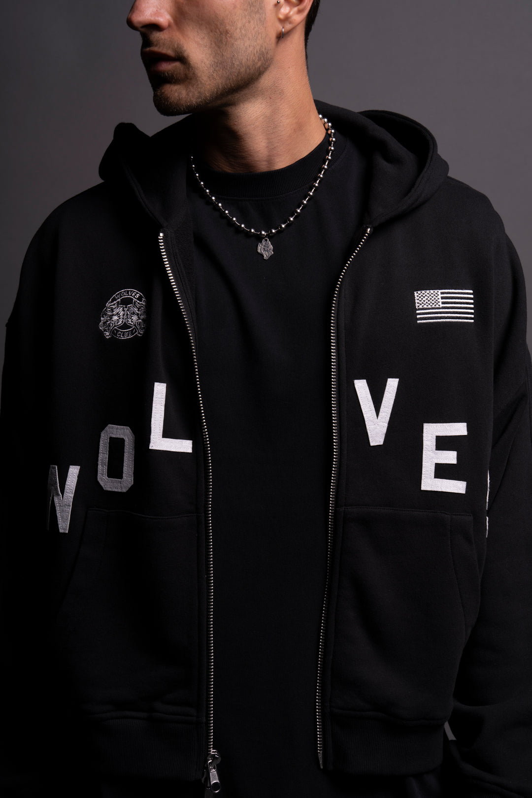 Pyramid Darco Double Zip Hoodie in Black