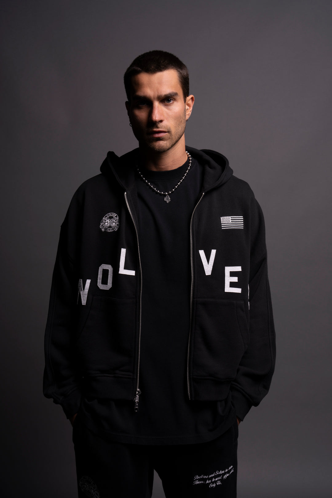 Pyramid Darco Double Zip Hoodie in Black