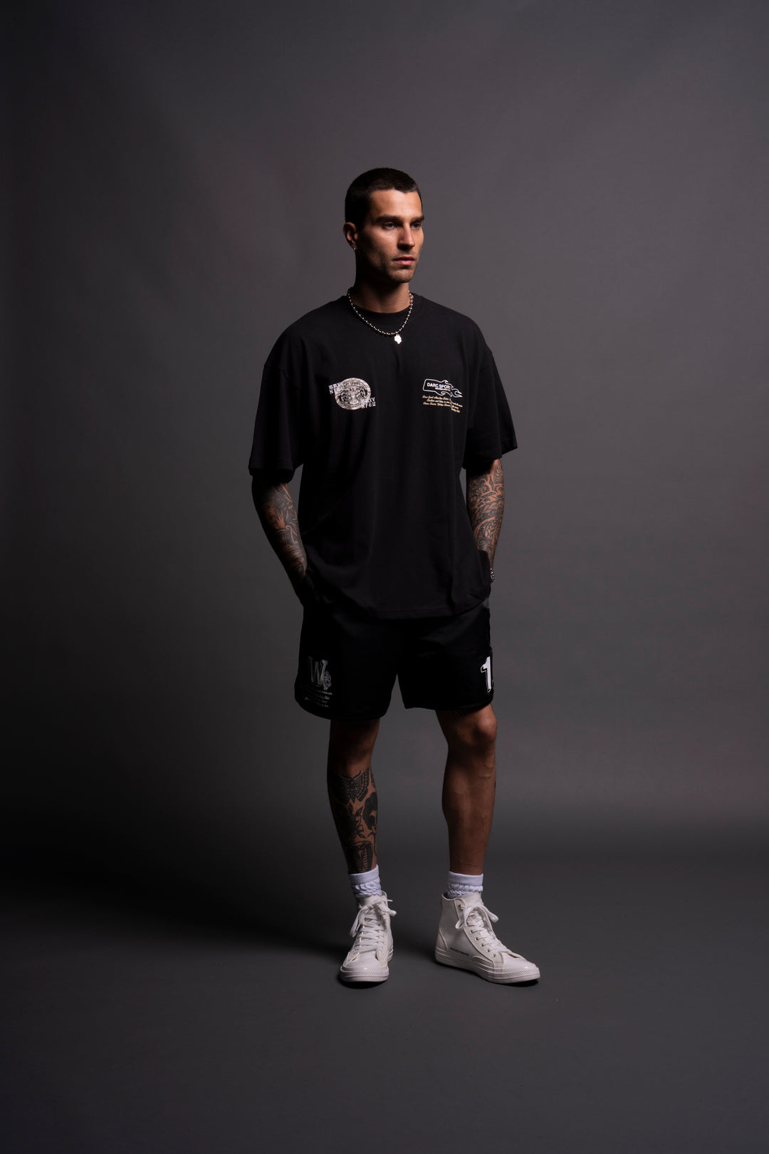 Life Moves Fast "Premium" Oversized Tee in Black/Cream Wolf Tiger Camo