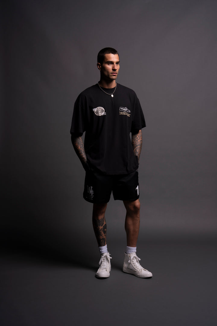 Life Moves Fast "Premium" Oversized Tee in Black/Cream Wolf Tiger Camo