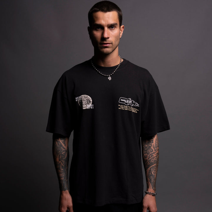 Life Moves Fast "Premium" Oversized Tee in Black/Cream Wolf Tiger Camo