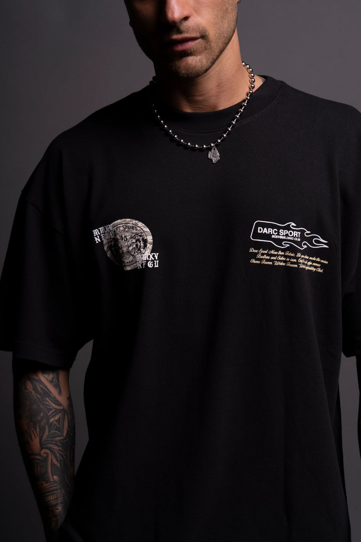 Life Moves Fast "Premium" Oversized Tee in Black/Cream Wolf Tiger Camo