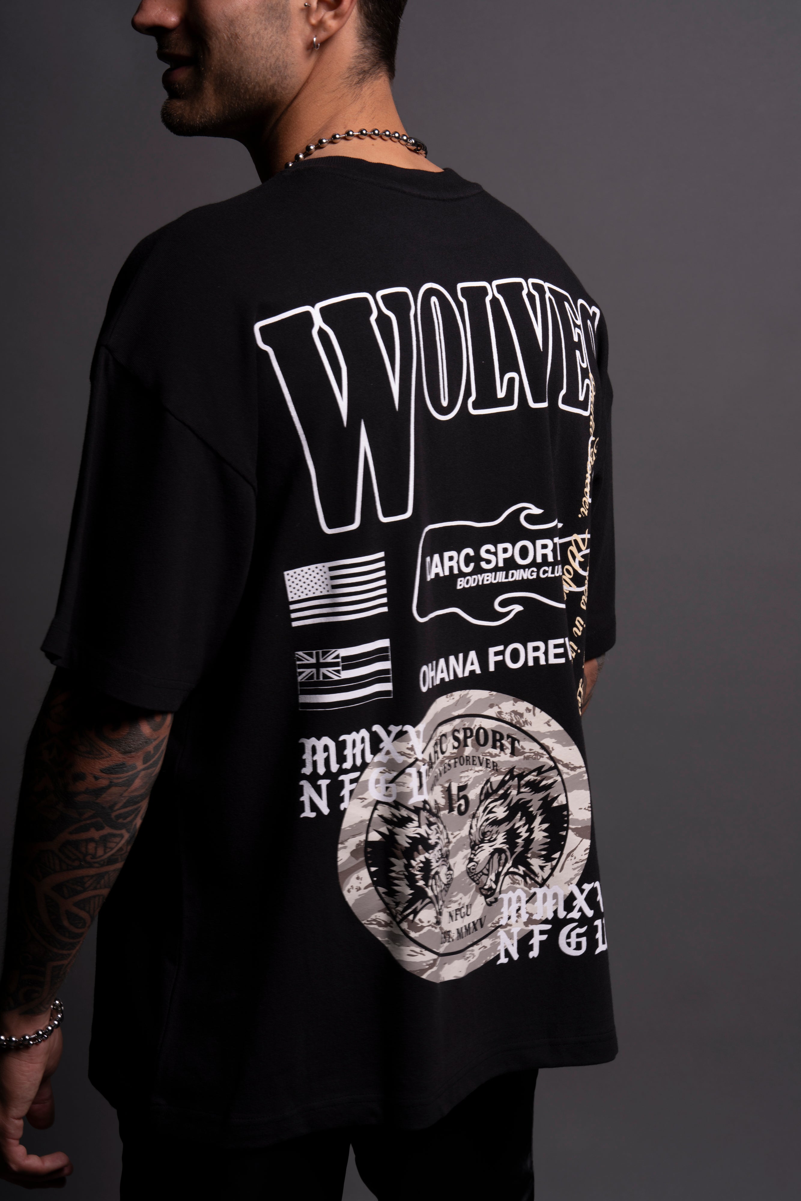 Life Moves Fast "Premium" Oversized Tee in Black/Cream Wolf Tiger Camo
