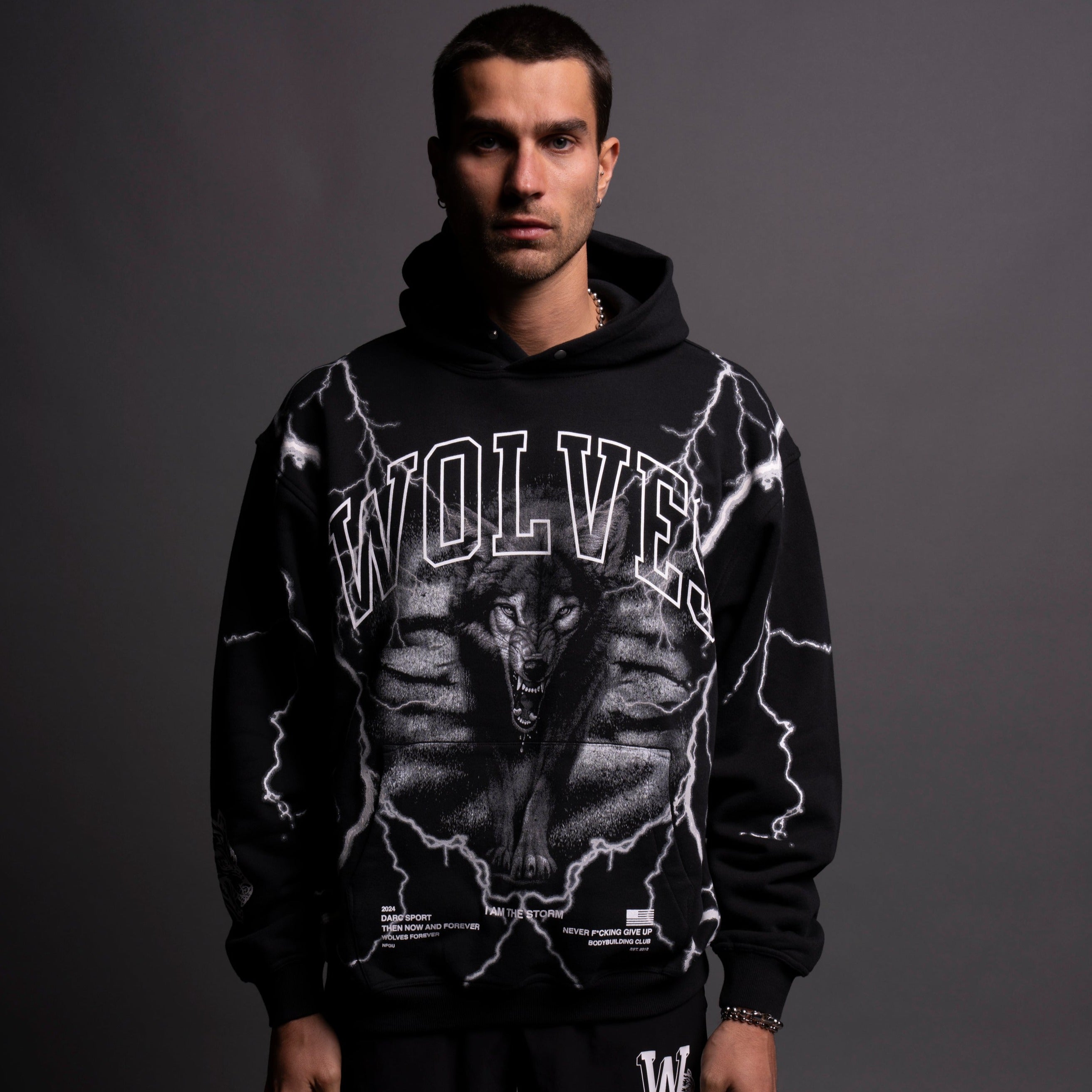 All The Energy "Vintage Pierce" Hoodie in Black/White