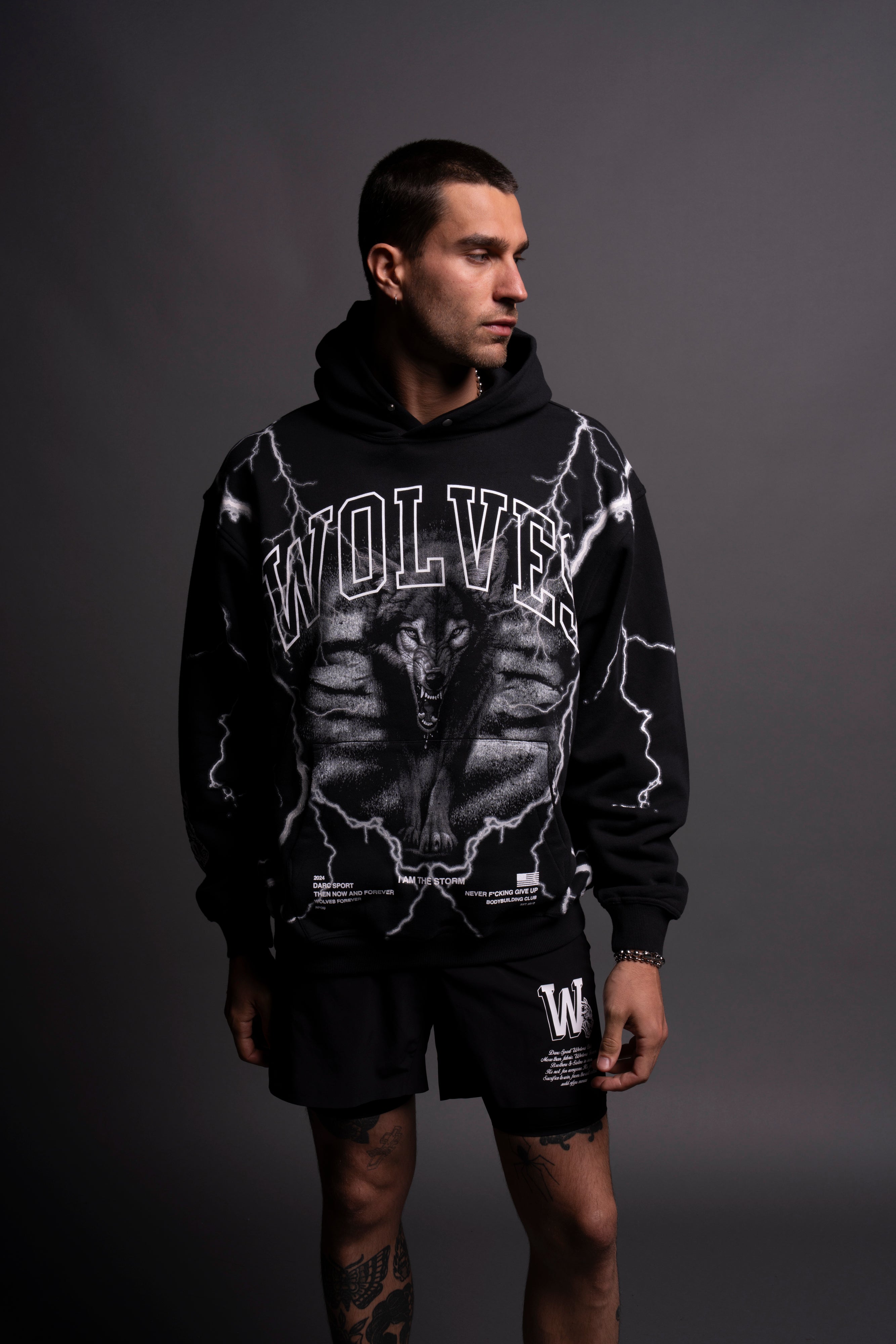 All The Energy "Vintage Pierce" Hoodie in Black/White