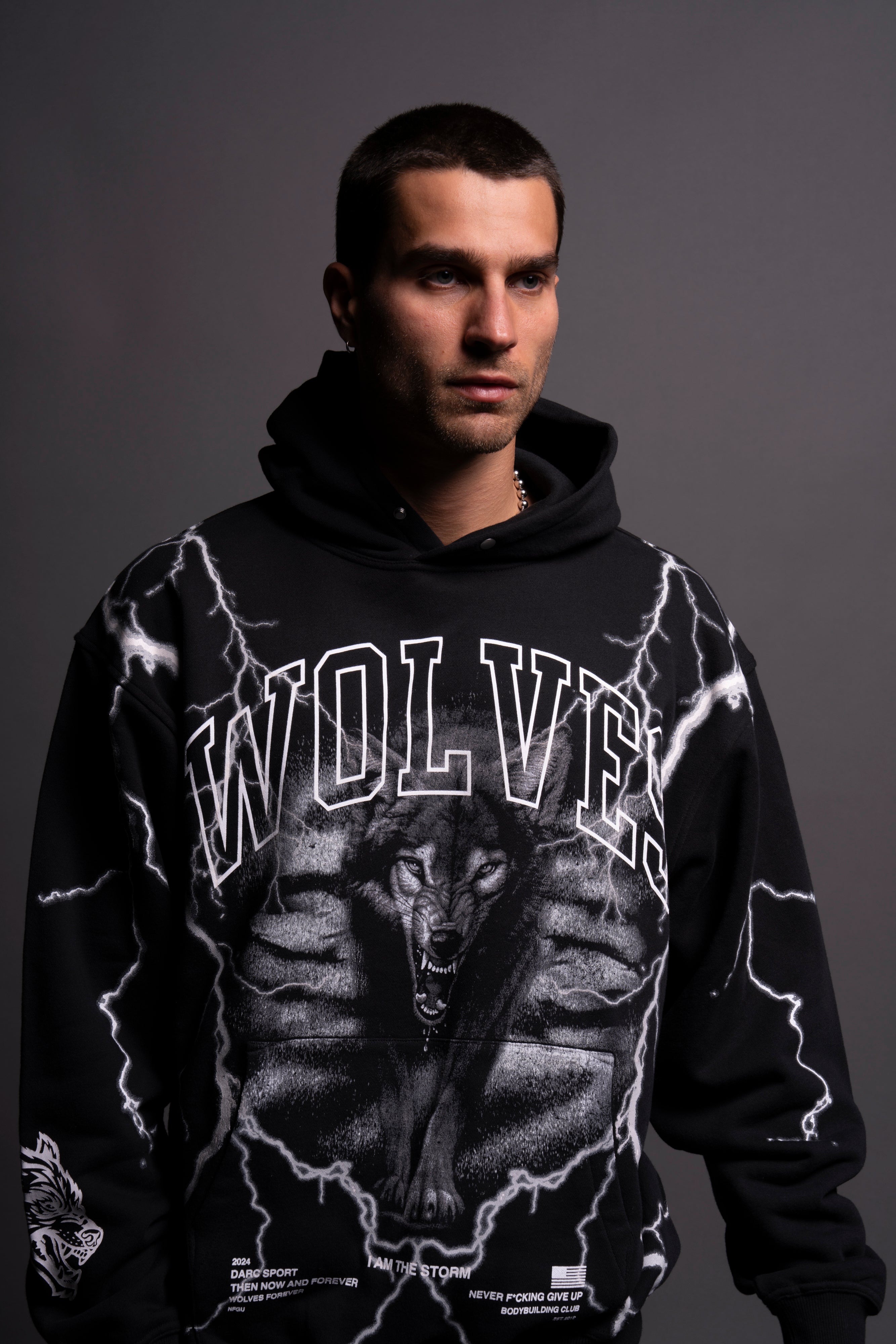 All The Energy "Vintage Pierce" Hoodie in Black/White