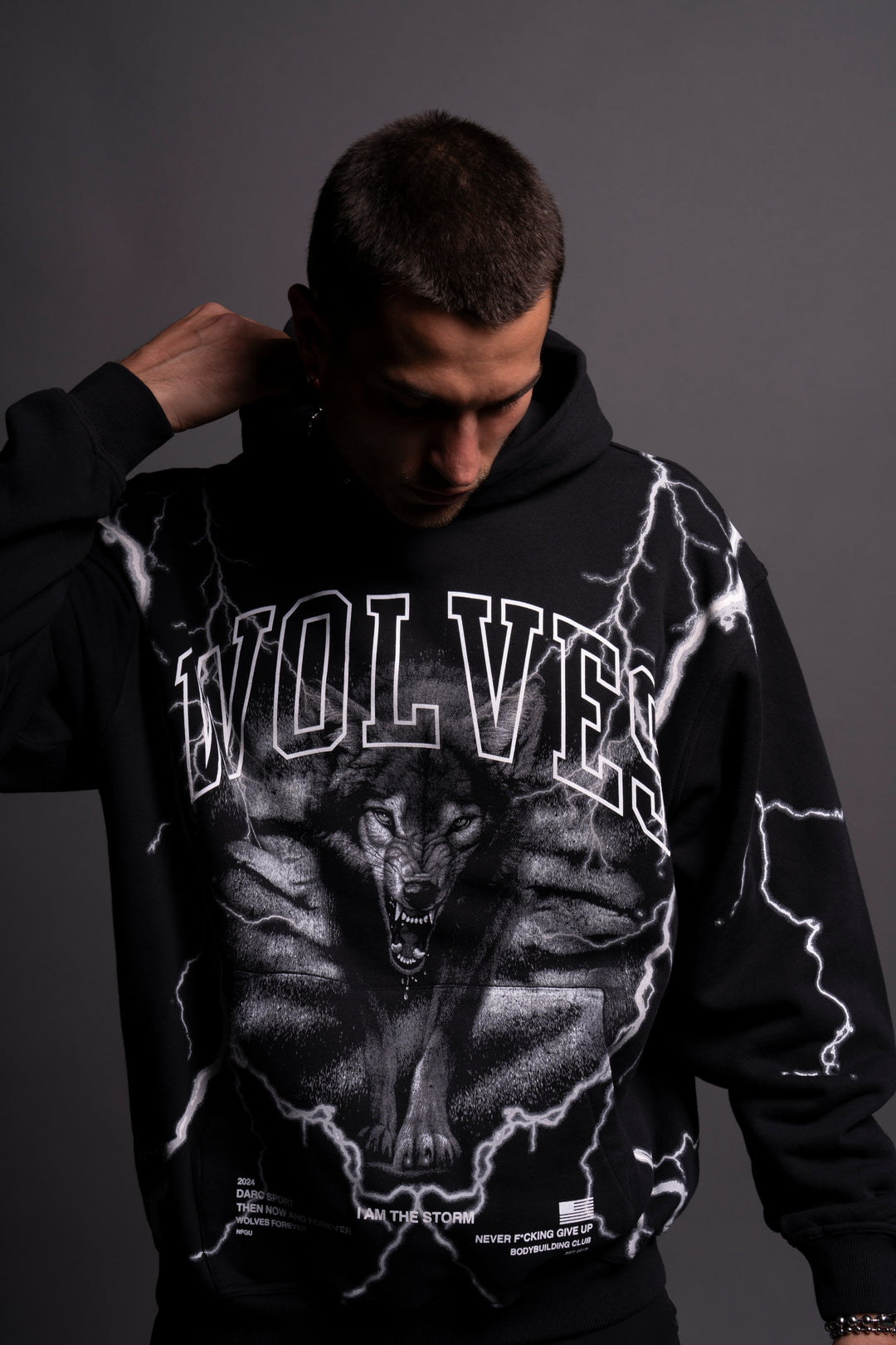 All The Energy "Vintage Pierce" Hoodie in Black/White