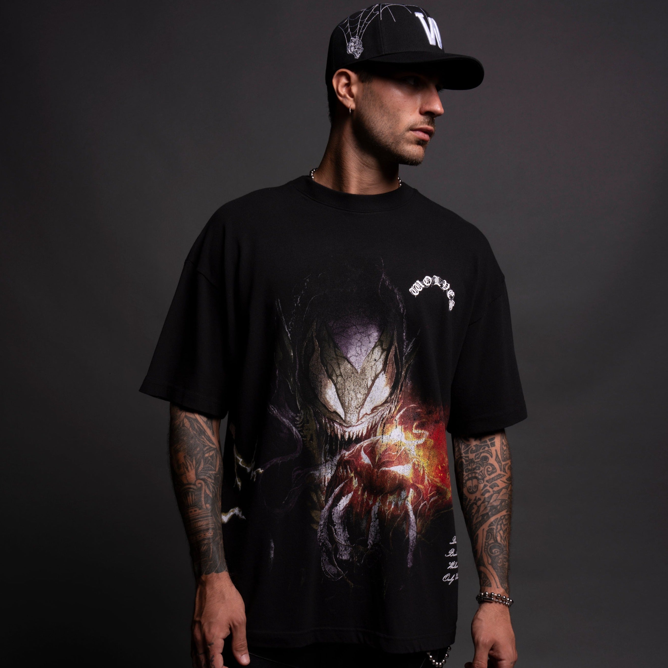 Symbiote Green Goblin "Side By Side" Oversized Tee in Black