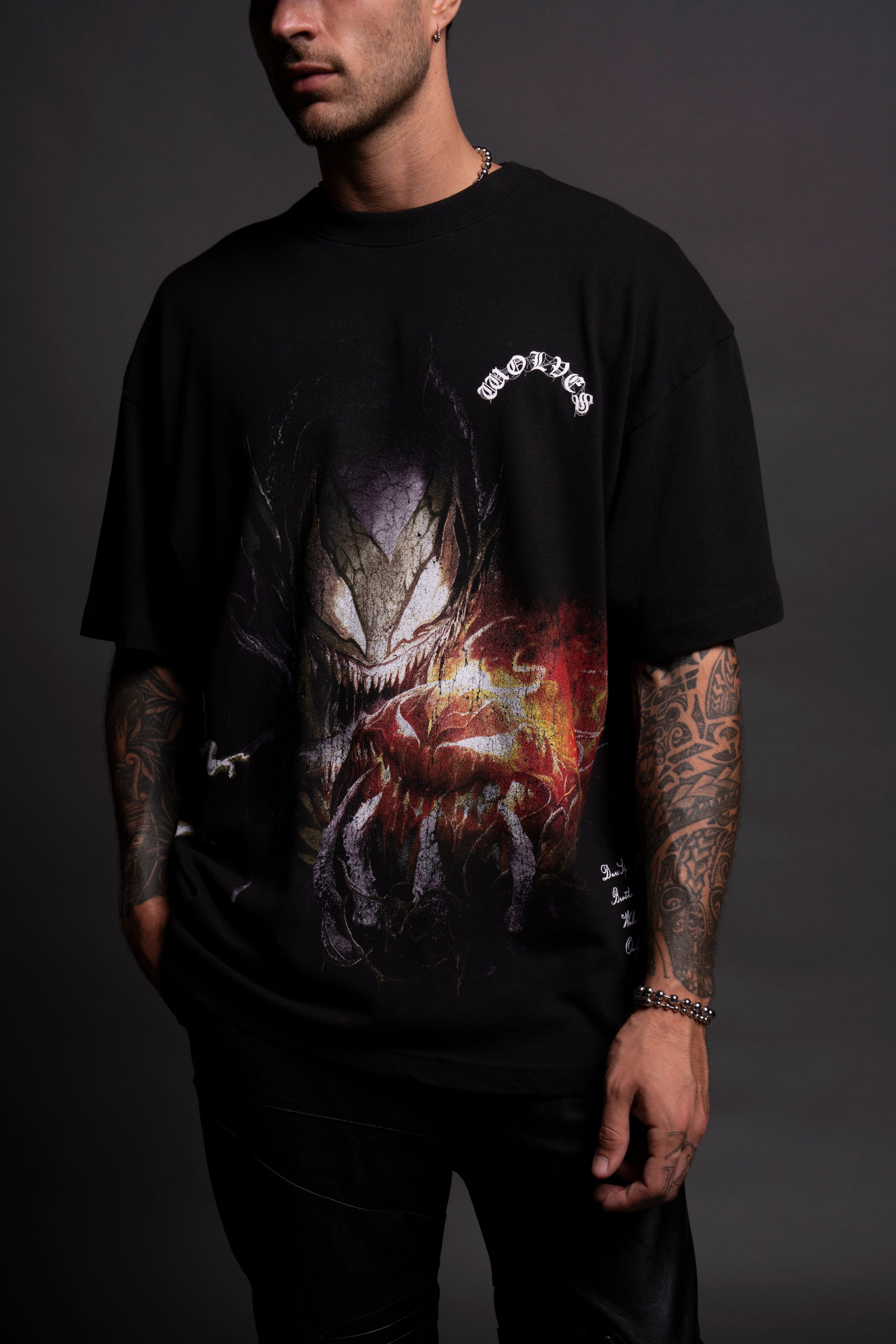 Symbiote Green Goblin "Side By Side" Oversized Tee in Black