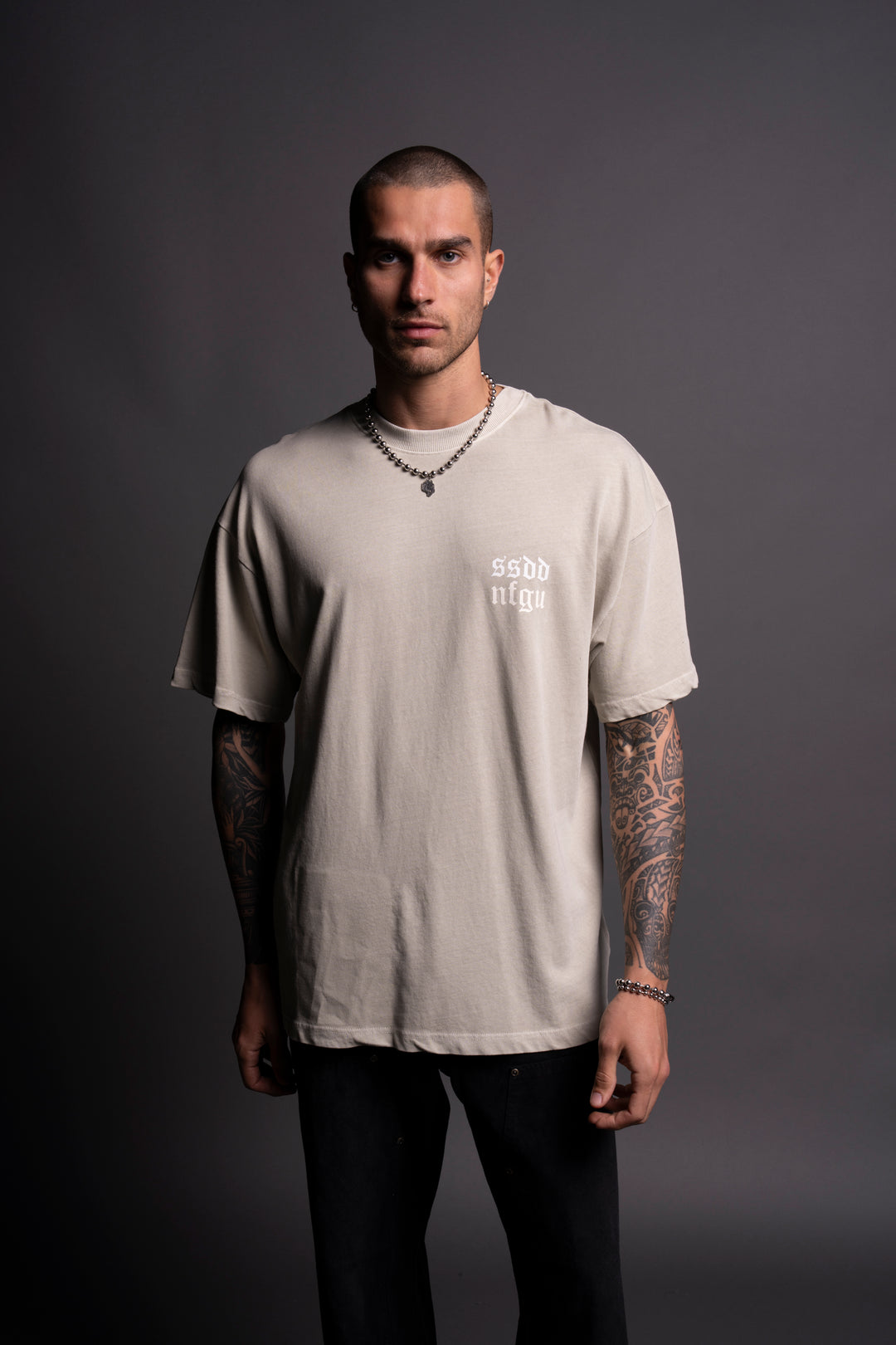 Just Look Up "Premium Vintage" Oversized Tee in Cactus Gray