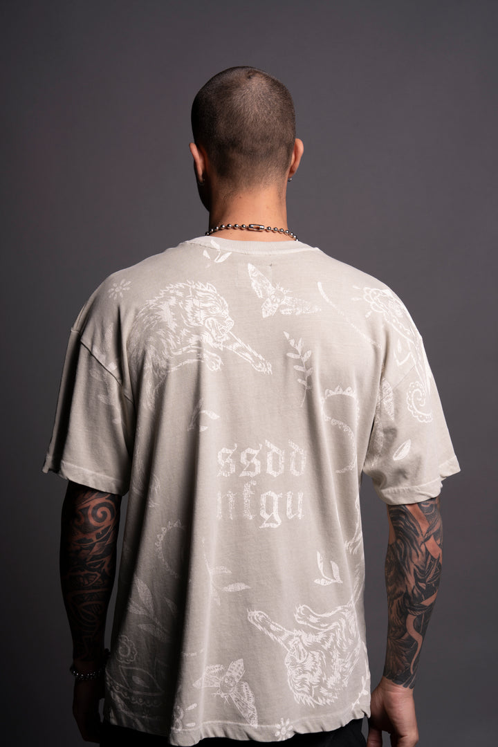 Just Look Up "Premium Vintage" Oversized Tee in Cactus Gray