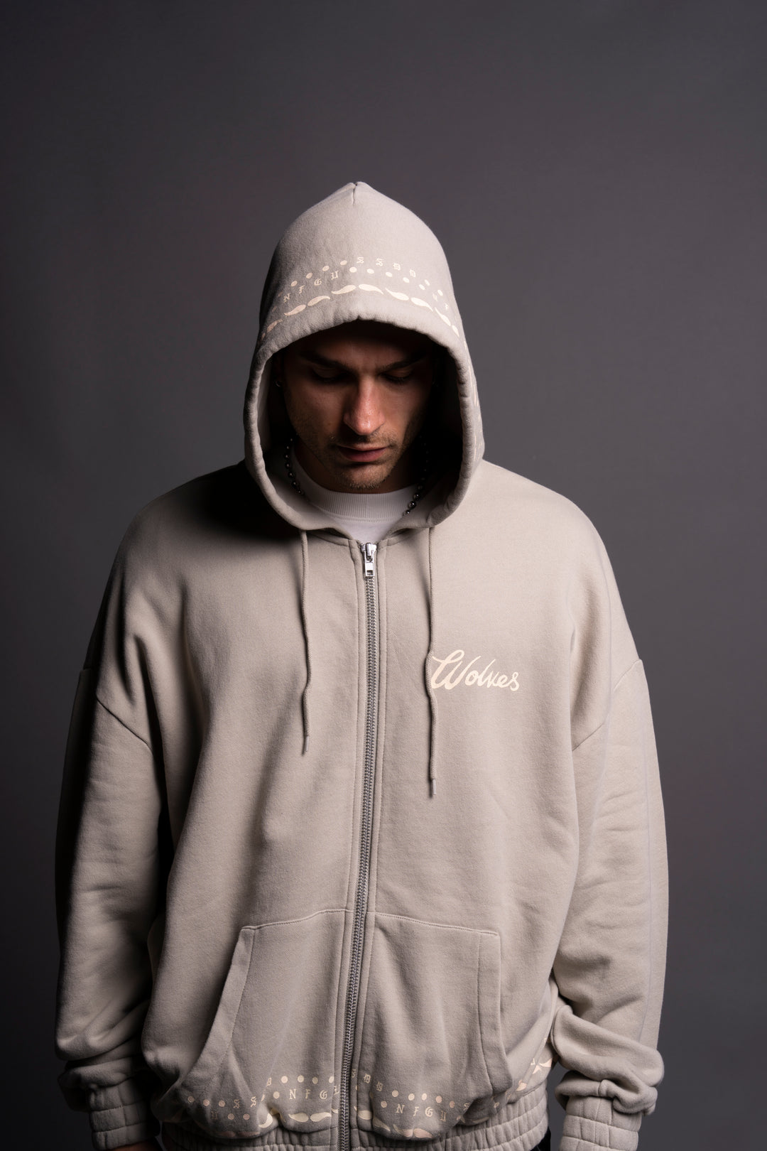 Western Wolves "Vintage Chambers" Zip Hoodie in Cactus Gray