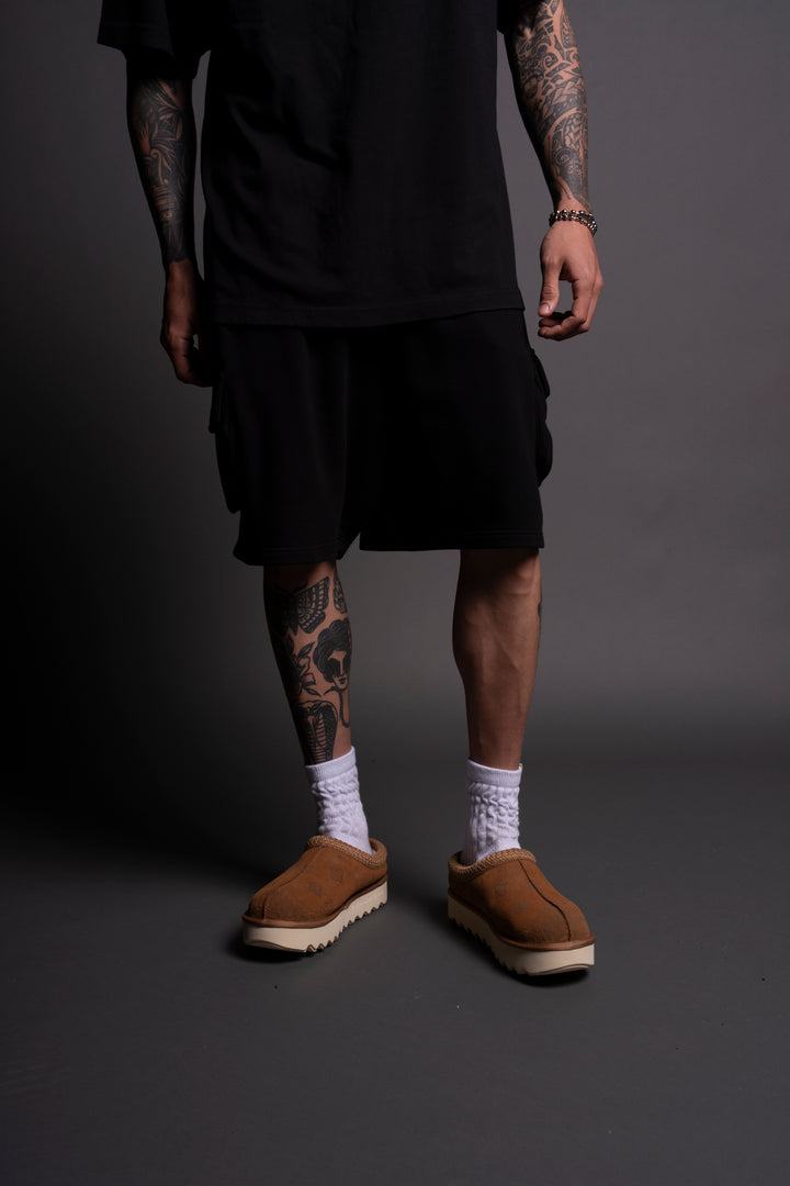 With Honor Cornell Cargo Sweat Shorts in Black