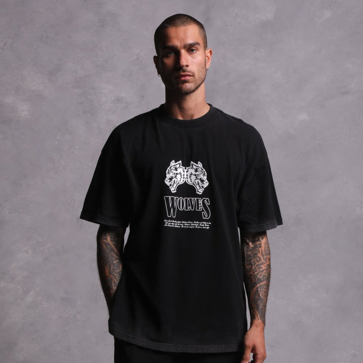 Moth To A Flame "Premium Vintage" Oversized Unisex Tee in Black/White