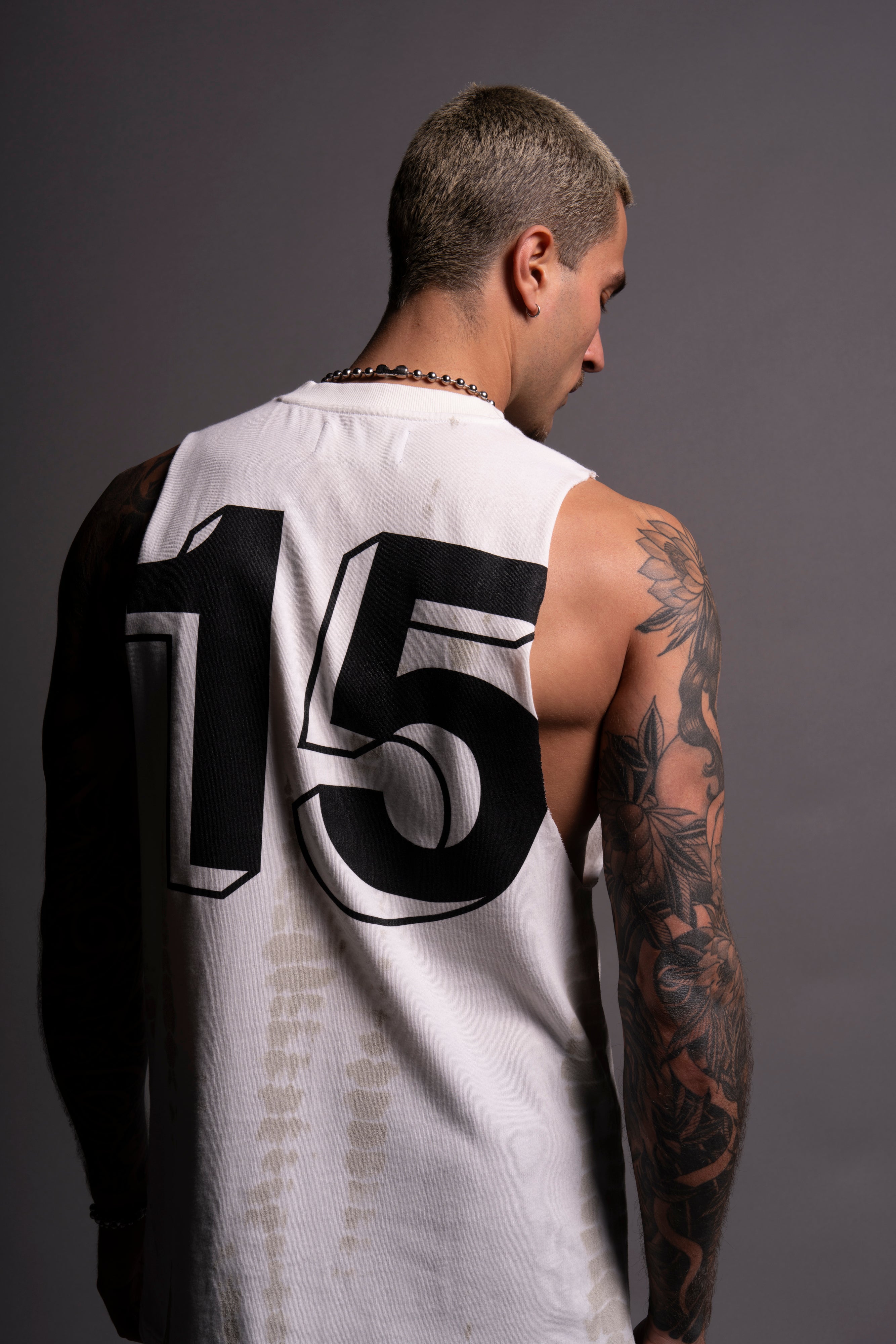 Established "Tommy" Muscle Tee in Cream Serpent