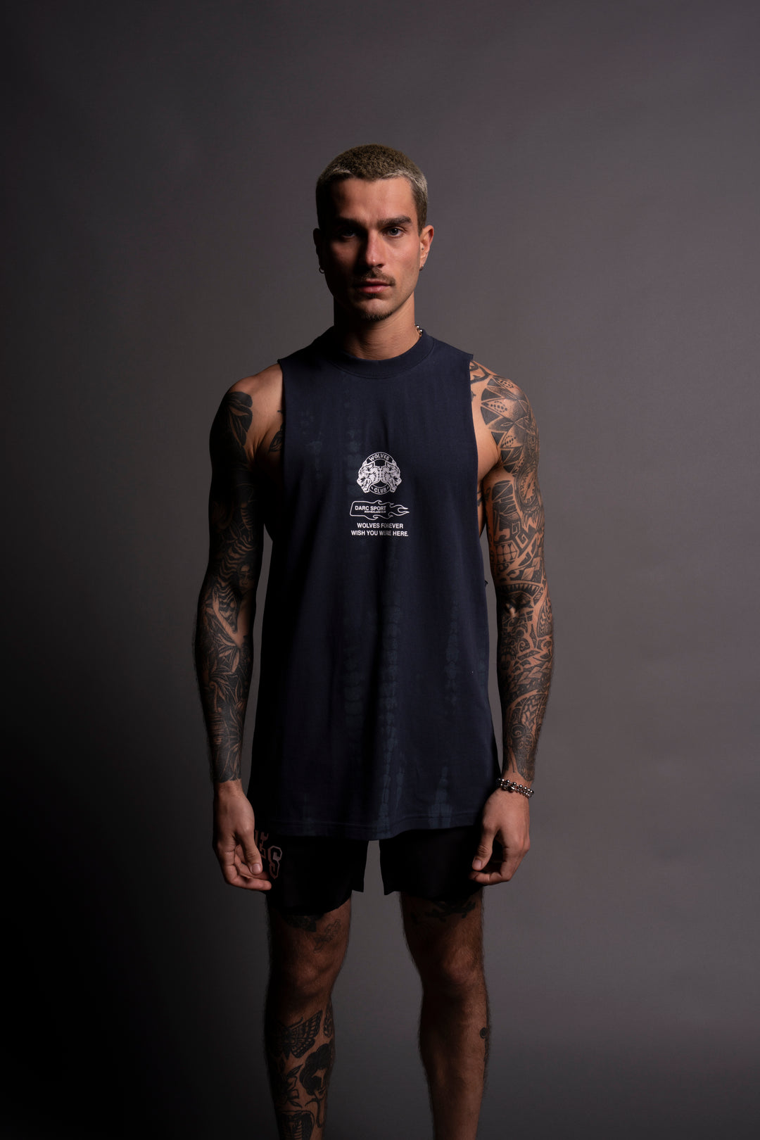Established "Tommy" Muscle Tee in Blue Lagoon Serpent