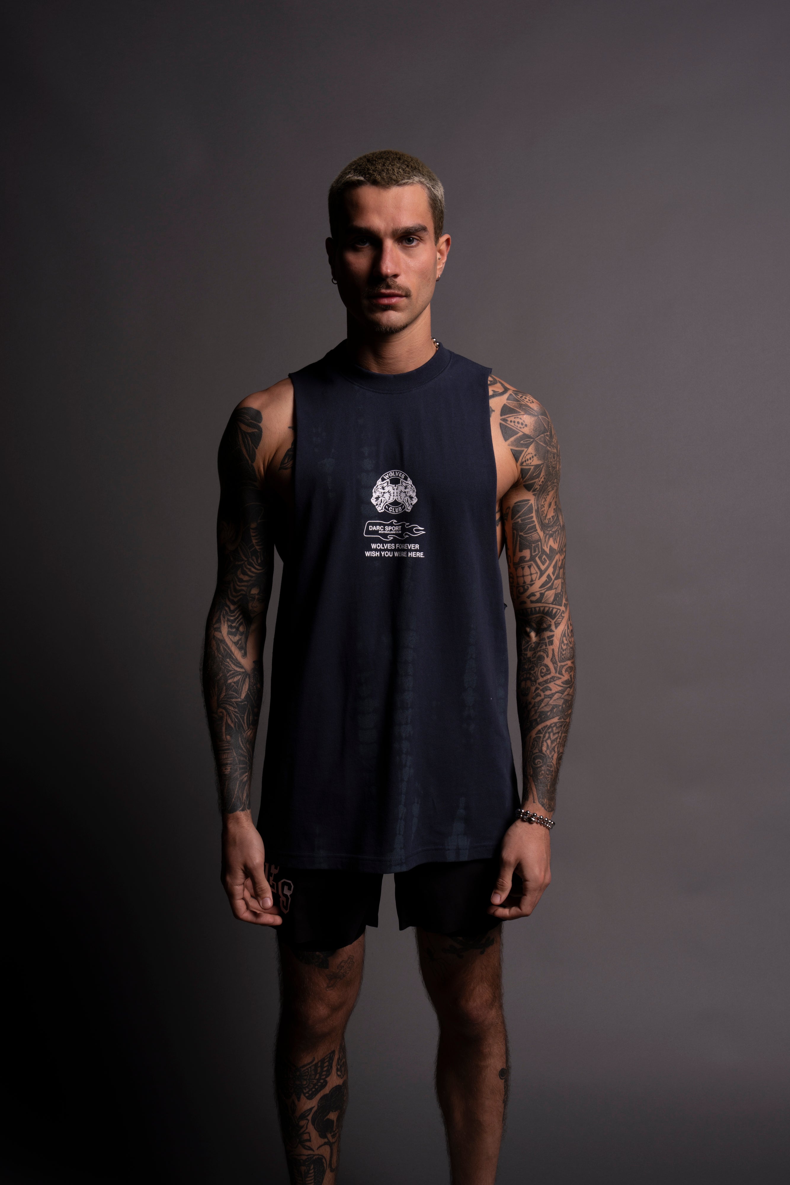 Established "Tommy" Muscle Tee in Blue Lagoon Serpent