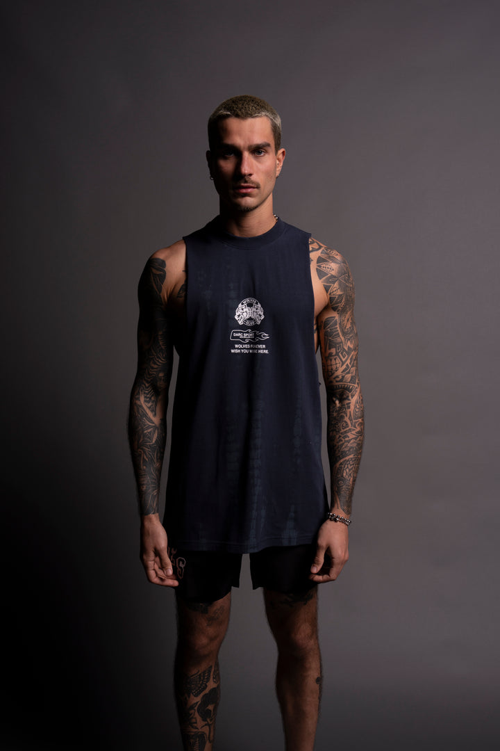 Established "Tommy" Muscle Tee in Blue Lagoon Serpent