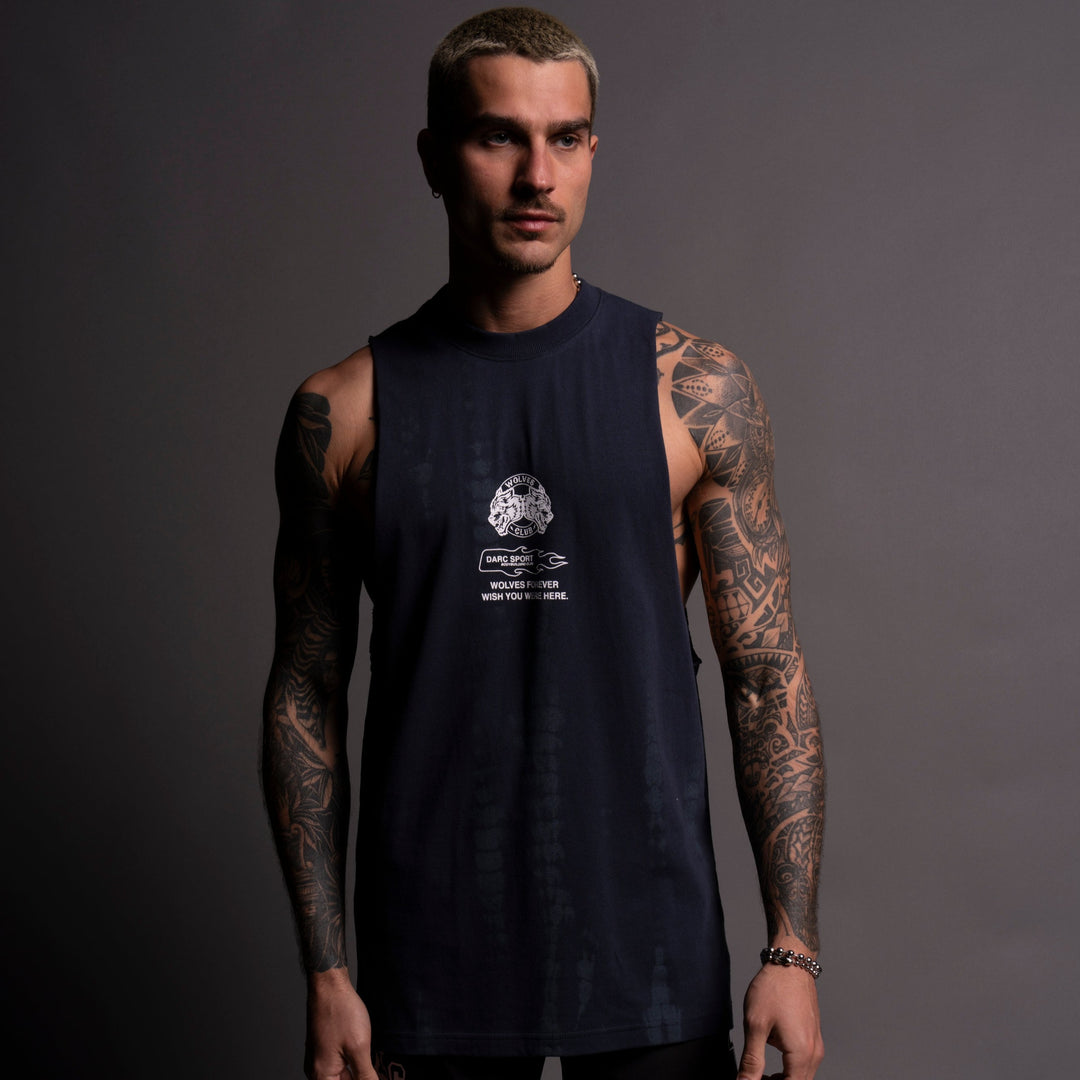 Established "Tommy" Muscle Tee in Blue Lagoon Serpent