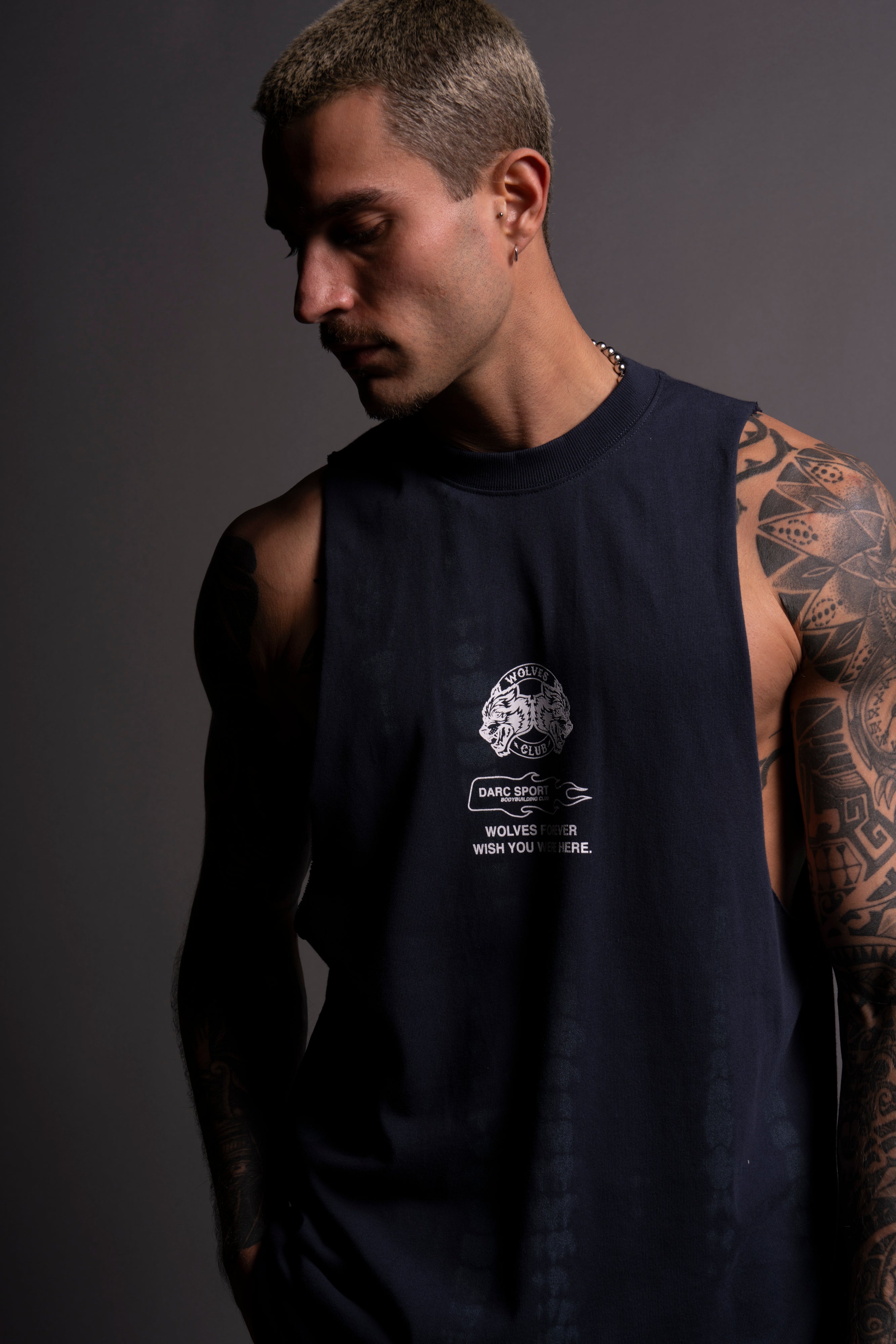 Established "Tommy" Muscle Tee in Blue Lagoon Serpent