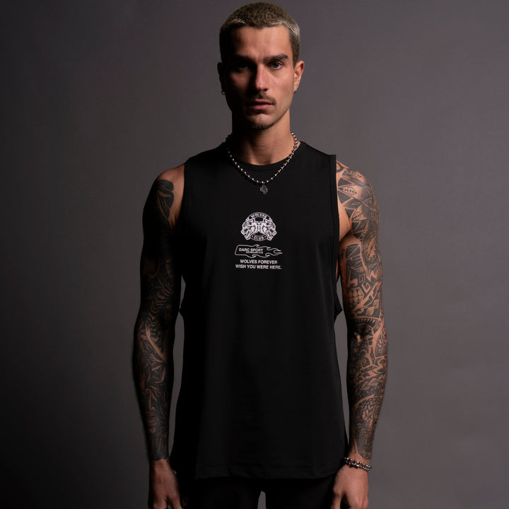 Established "Dry Wolf" (Tommy) Muscle Tee in Black