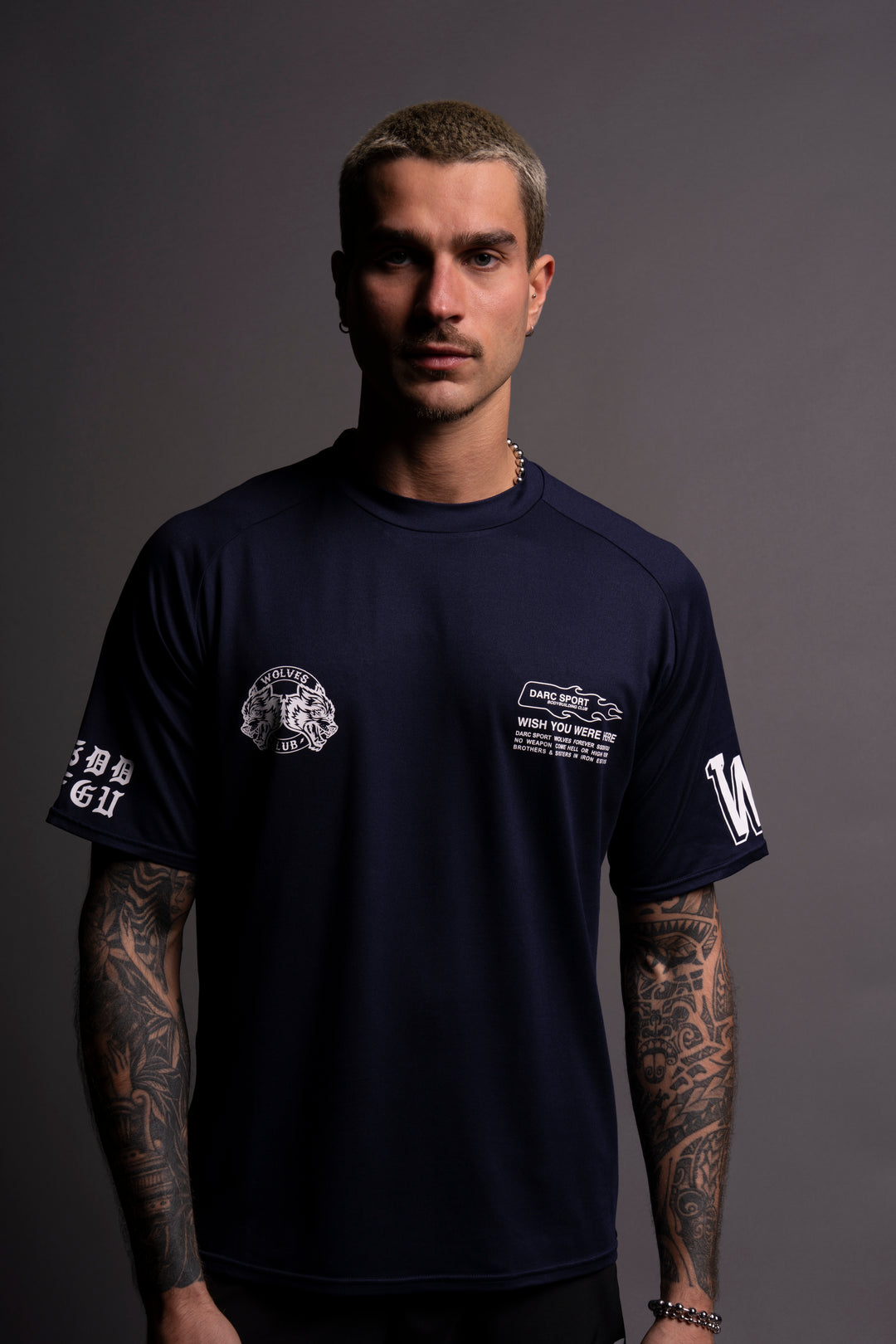 Established "Dry Wolf" Raglan Tee in Navy